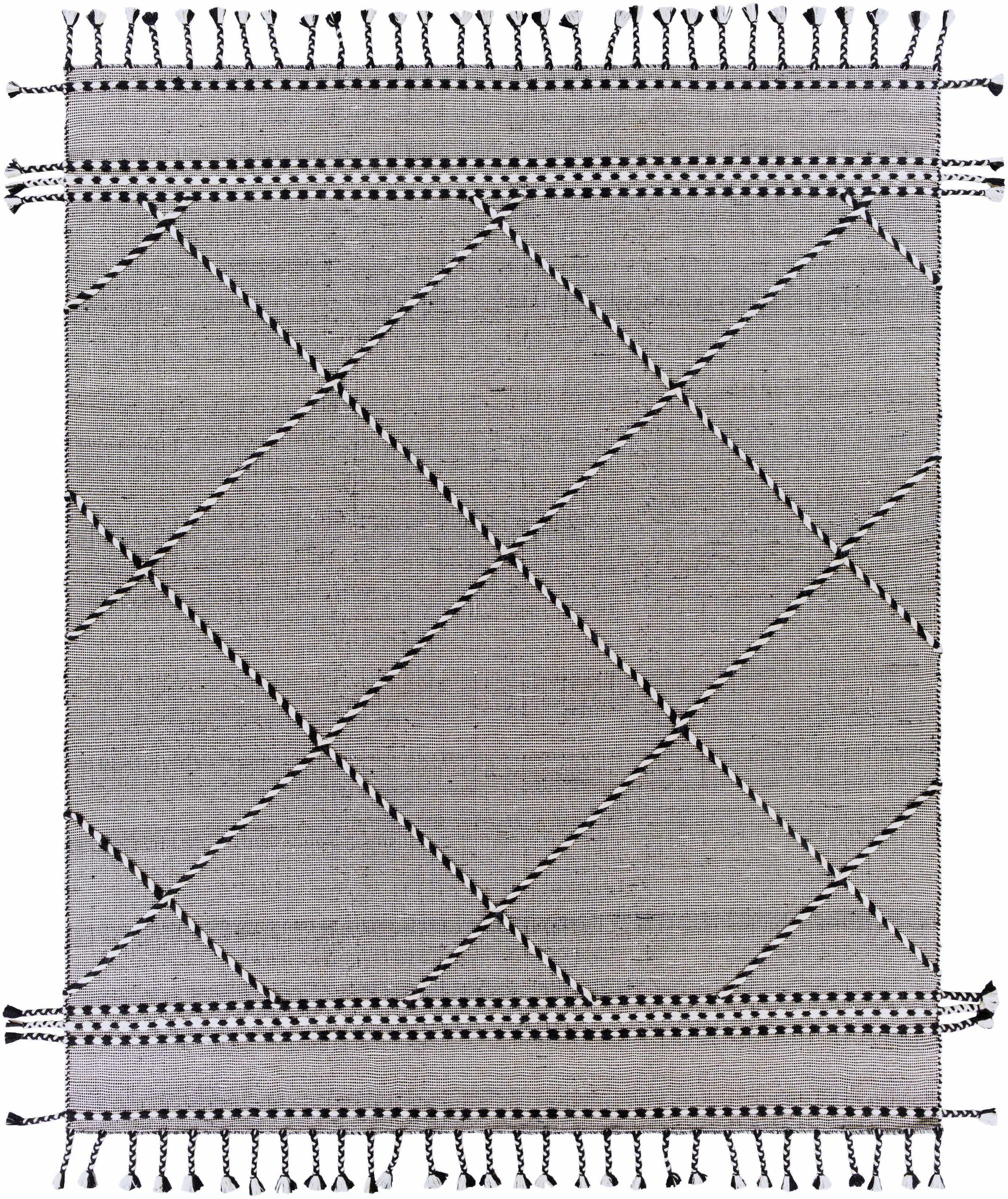Black Hand Woven 100% Wool Global Rectangle Handmade rug, Indoor use only, has fringe, non-washable. runner also available