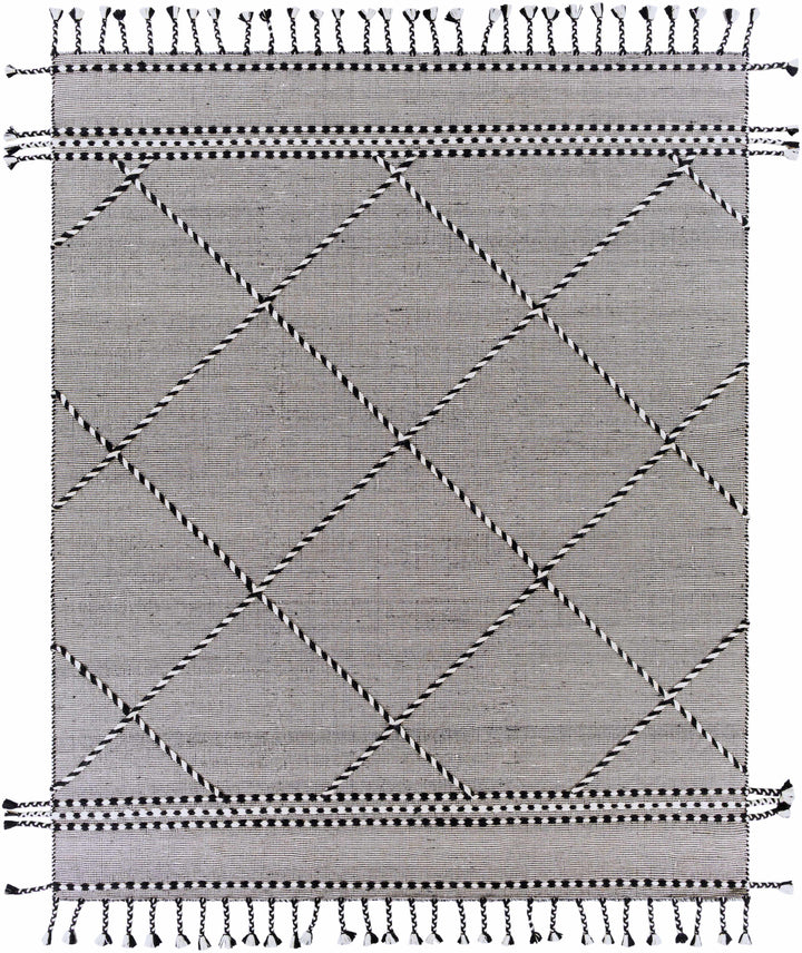Black Hand Woven 100% Wool Global Rectangle Handmade rug, Indoor use only, has fringe, non-washable. runner also available