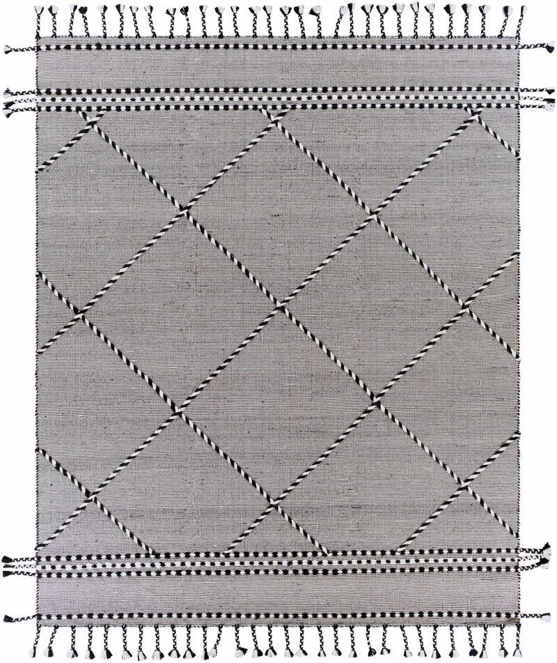 Black Hand Woven 100% Wool Global Rectangle Handmade rug, Indoor use only, has fringe, non-washable. runner also available
