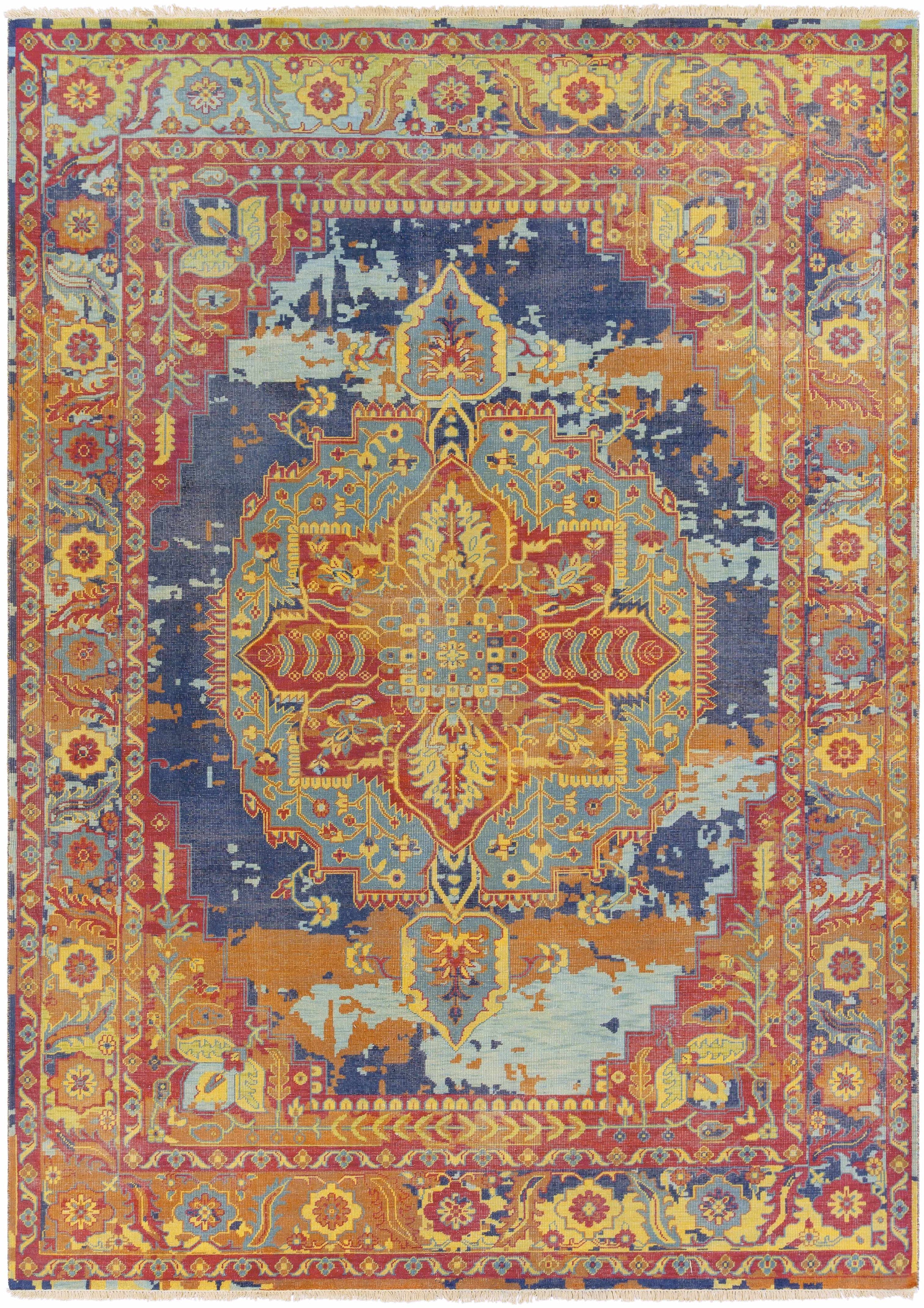 Rose Hand Knotted 100% NZ Wool Traditional Rectangle Handmade rug, Indoor use only, has fringe, non-washable.