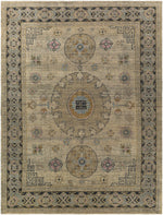 Medium Green Hand Knotted 100% Wool Traditional Rectangle Handmade rug, Indoor use only, no fringe, non-washable.