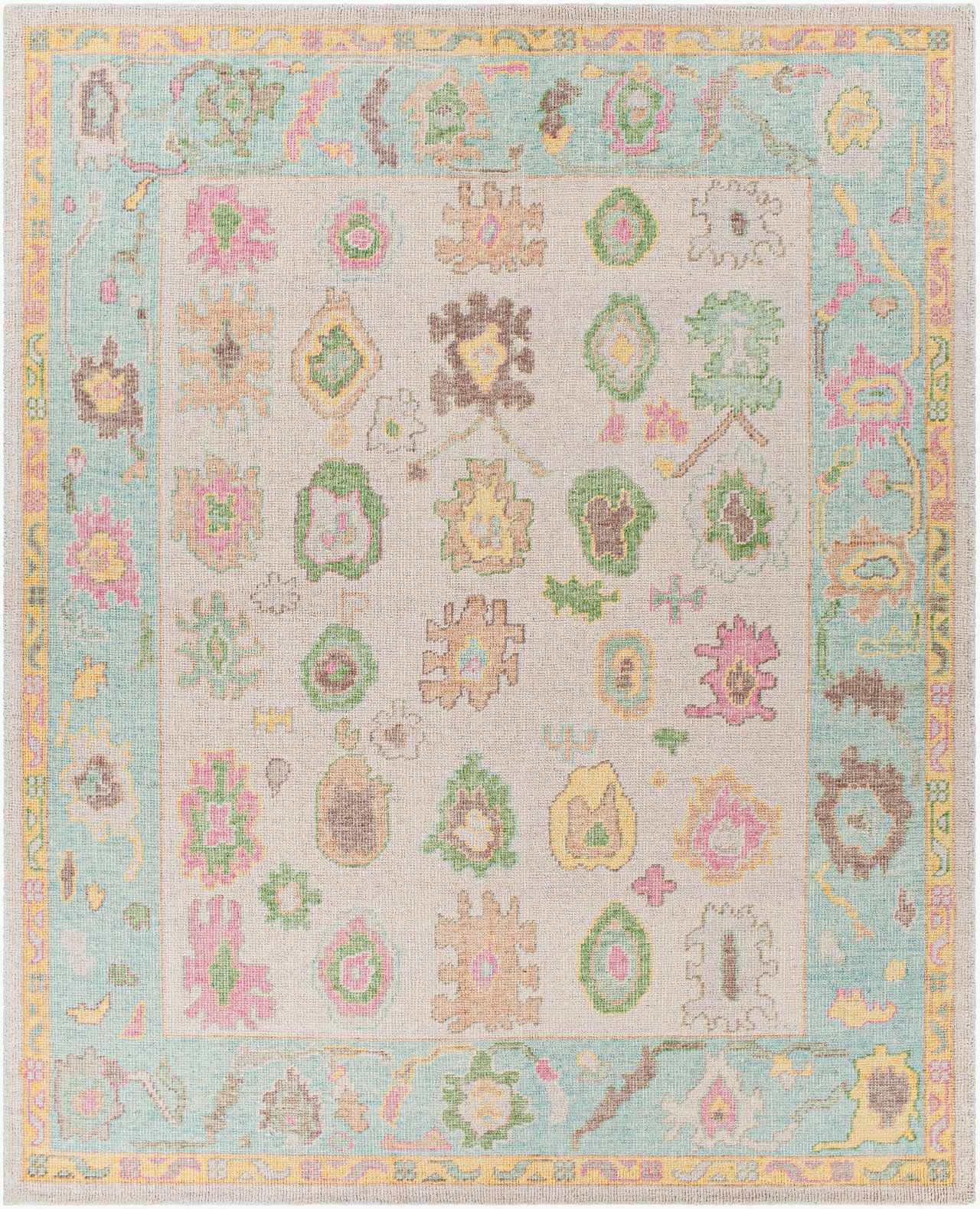 Pale Blue Hand Knotted 80% Wool, 20% Cotton Traditional Rectangle Handmade rug, Indoor use only, no fringe, non-washable. runner also available