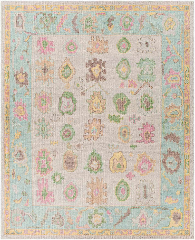 Pale Blue Hand Knotted 80% Wool, 20% Cotton Traditional Rectangle Handmade rug, Indoor use only, no fringe, non-washable. runner also available