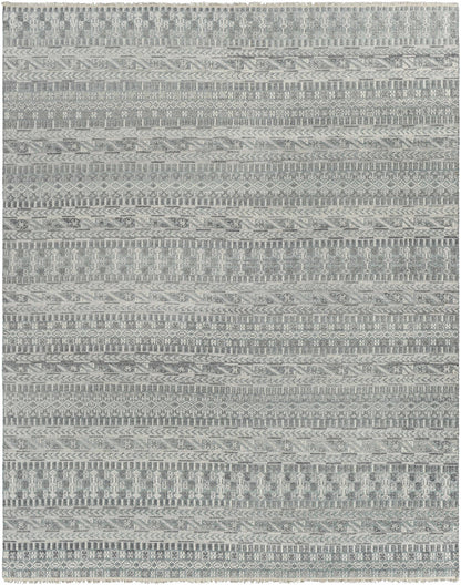 Sage Hand Knotted 65% Wool, 35% Viscose Traditional Rectangle Handmade rug, Indoor use only, has fringe, non-washable.