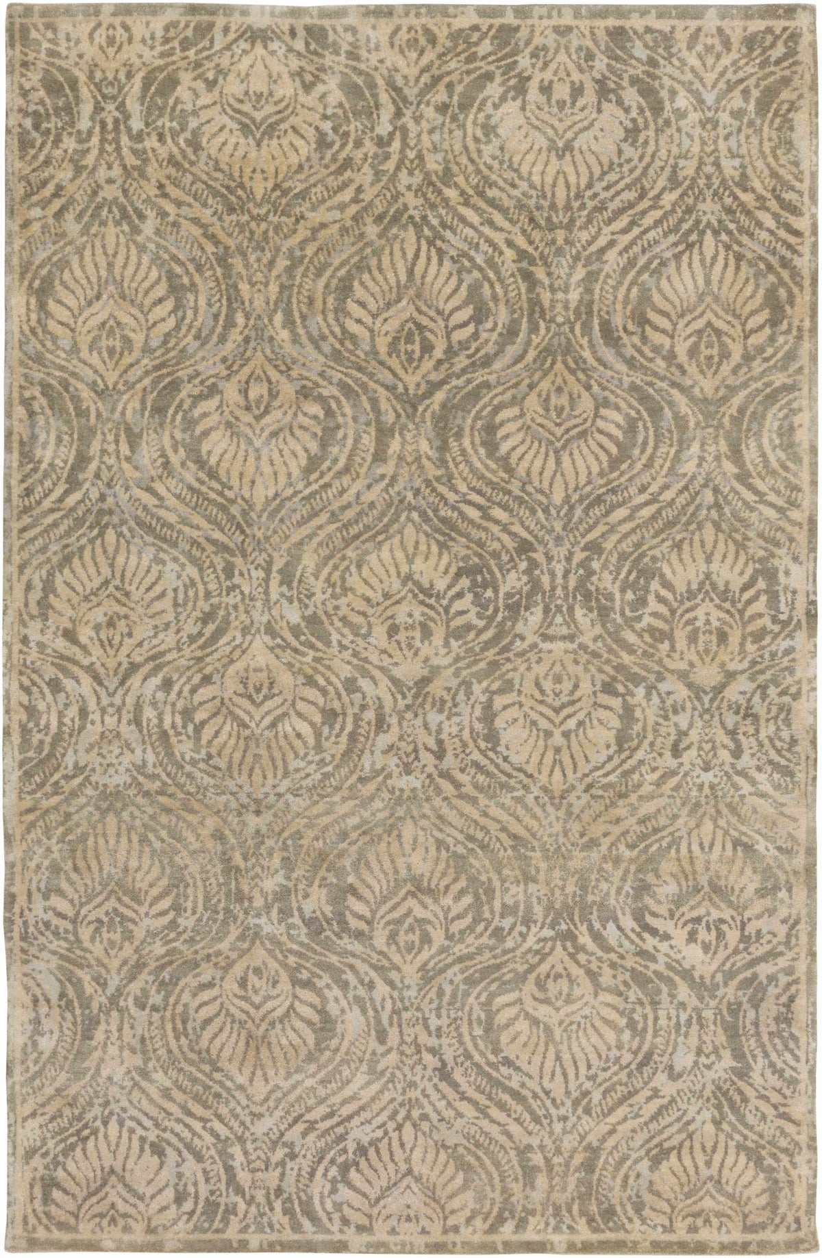 Tan Hand Knotted 100% Wool Traditional Rectangle Handmade rug, Indoor use only, no fringe, non-washable.