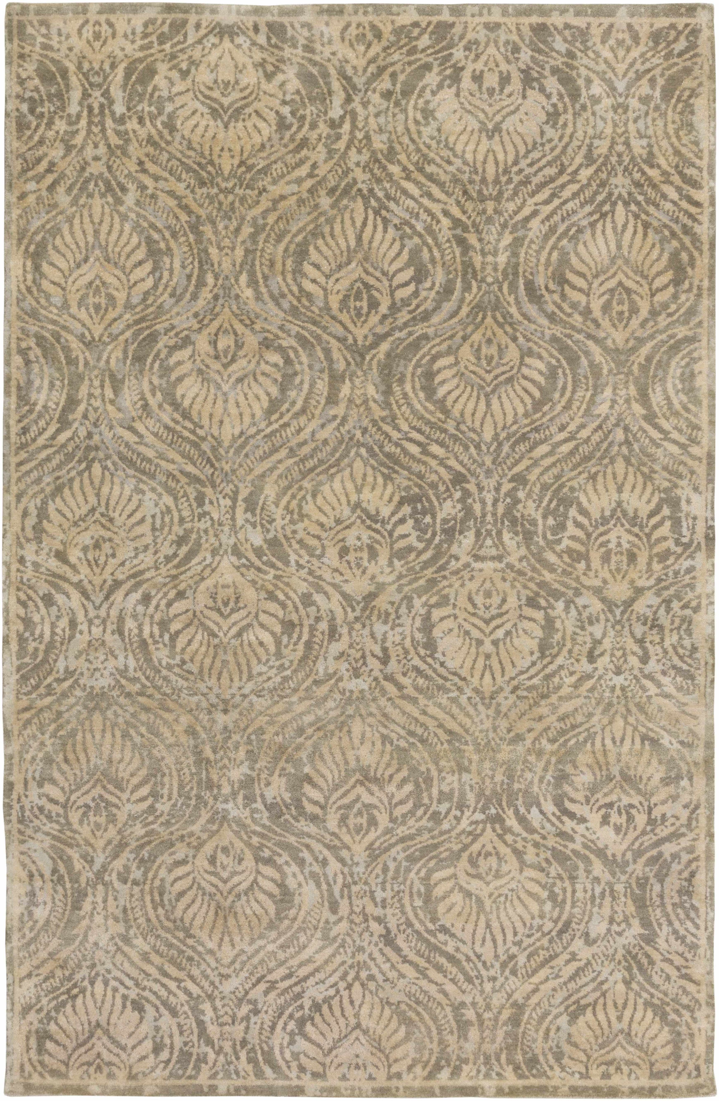 Tan Hand Knotted 100% Wool Traditional Rectangle Handmade rug, Indoor use only, no fringe, non-washable.