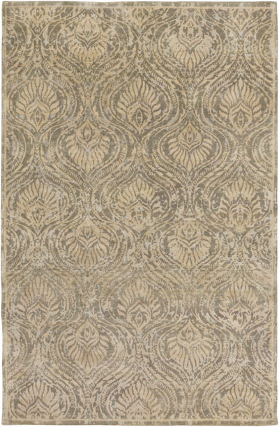 Tan Hand Knotted 100% Wool Traditional Rectangle Handmade rug, Indoor use only, no fringe, non-washable.