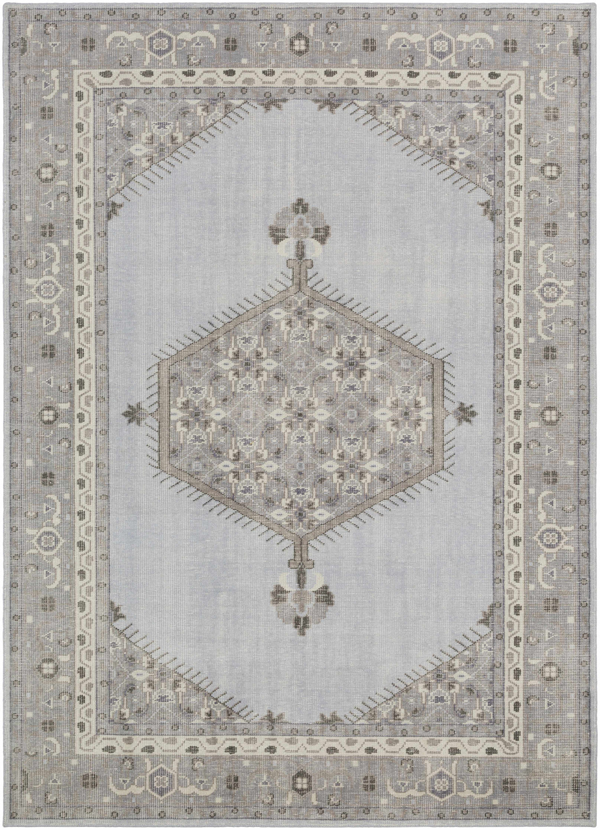 Pale Blue Hand Knotted 100% NZ Wool Traditional Rectangle Handmade rug, Indoor use only, no fringe, non-washable.