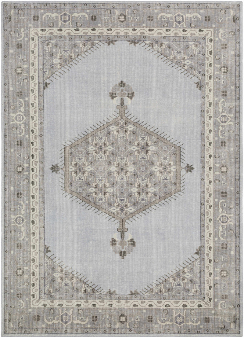 Pale Blue Hand Knotted 100% NZ Wool Traditional Rectangle Handmade rug, Indoor use only, no fringe, non-washable.