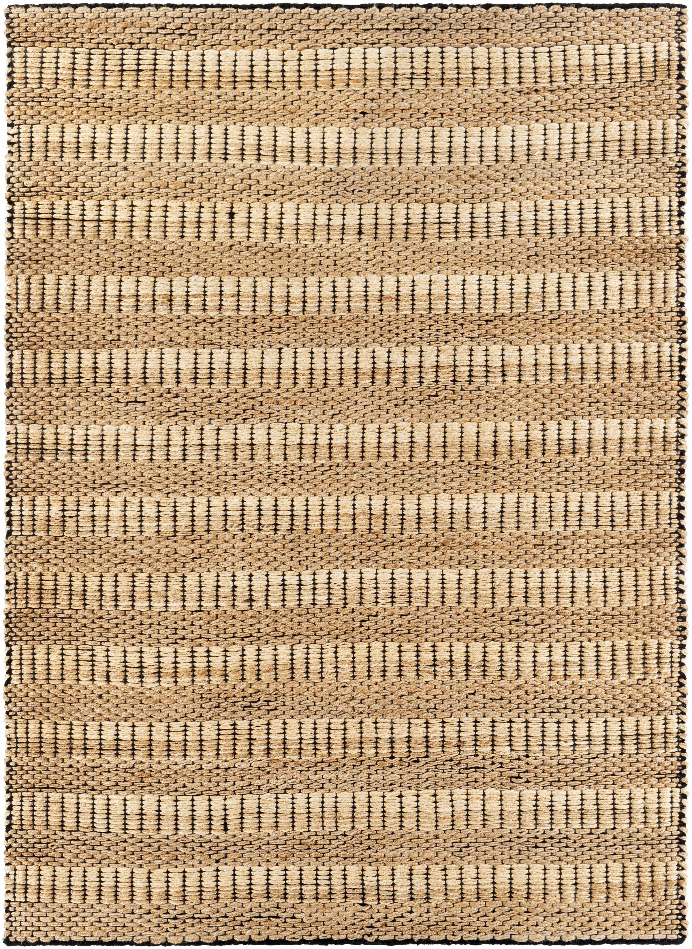 Black Hand Woven 80% Jute, 20% Cotton Cottage Rectangle Handmade rug, Indoor use only, no fringe, non-washable. runner also available