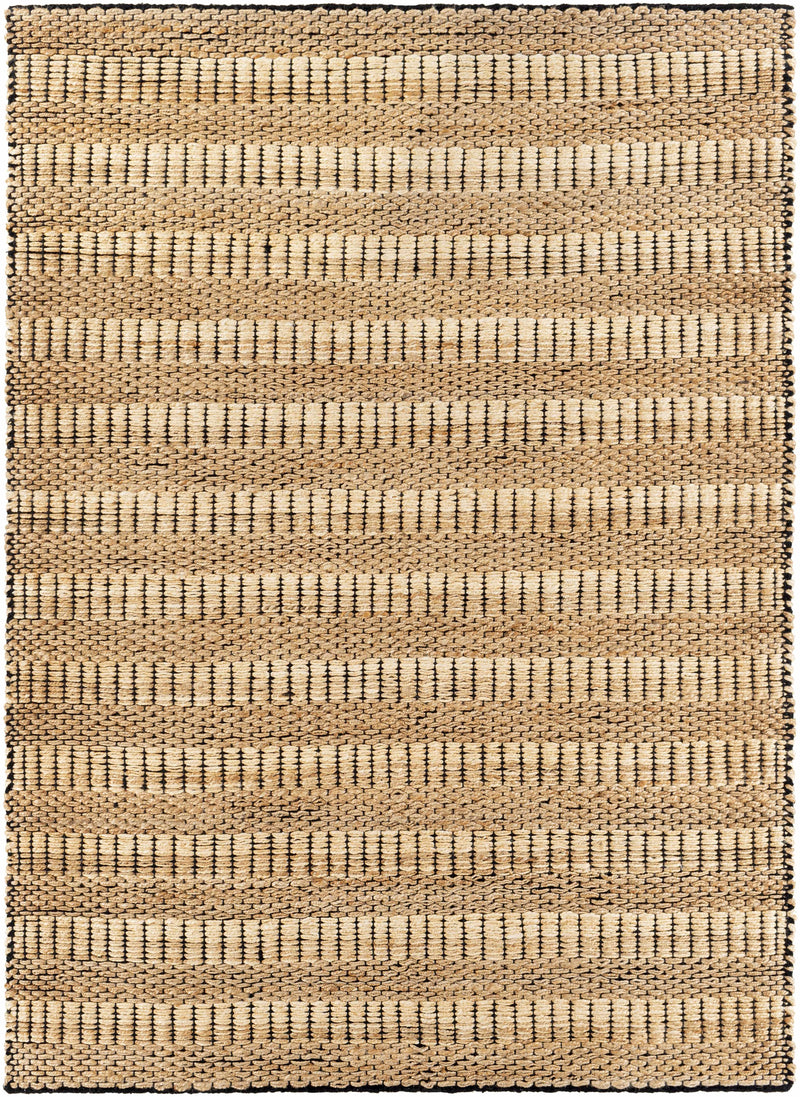 Black Hand Woven 80% Jute, 20% Cotton Cottage Rectangle Handmade rug, Indoor use only, no fringe, non-washable. runner also available