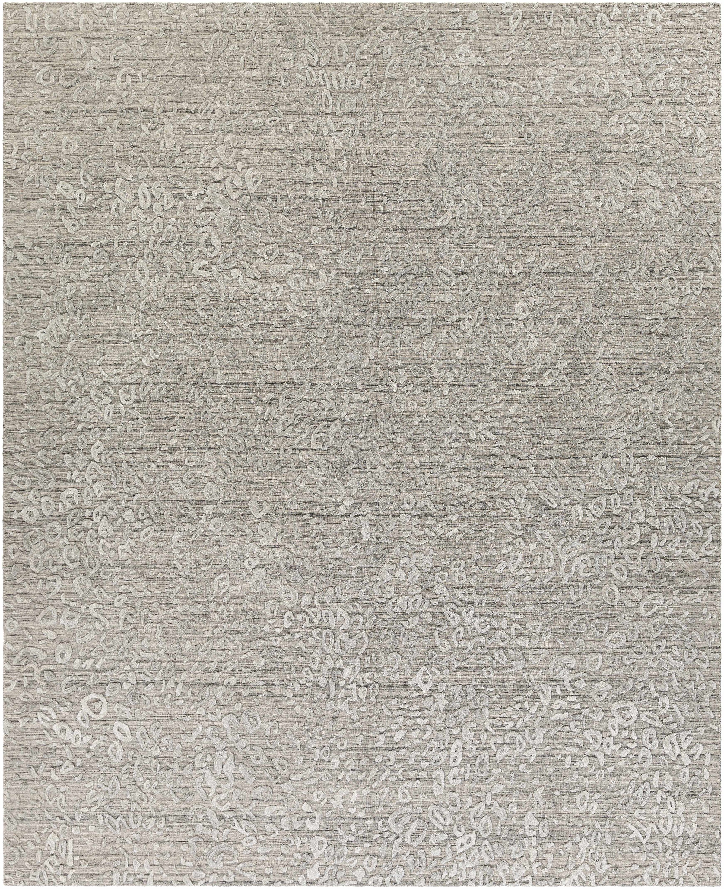 Light Gray Hand Loomed 70% Viscose, 30% Wool Modern Rectangle Handmade rug, Indoor use only, no fringe, non-washable.
