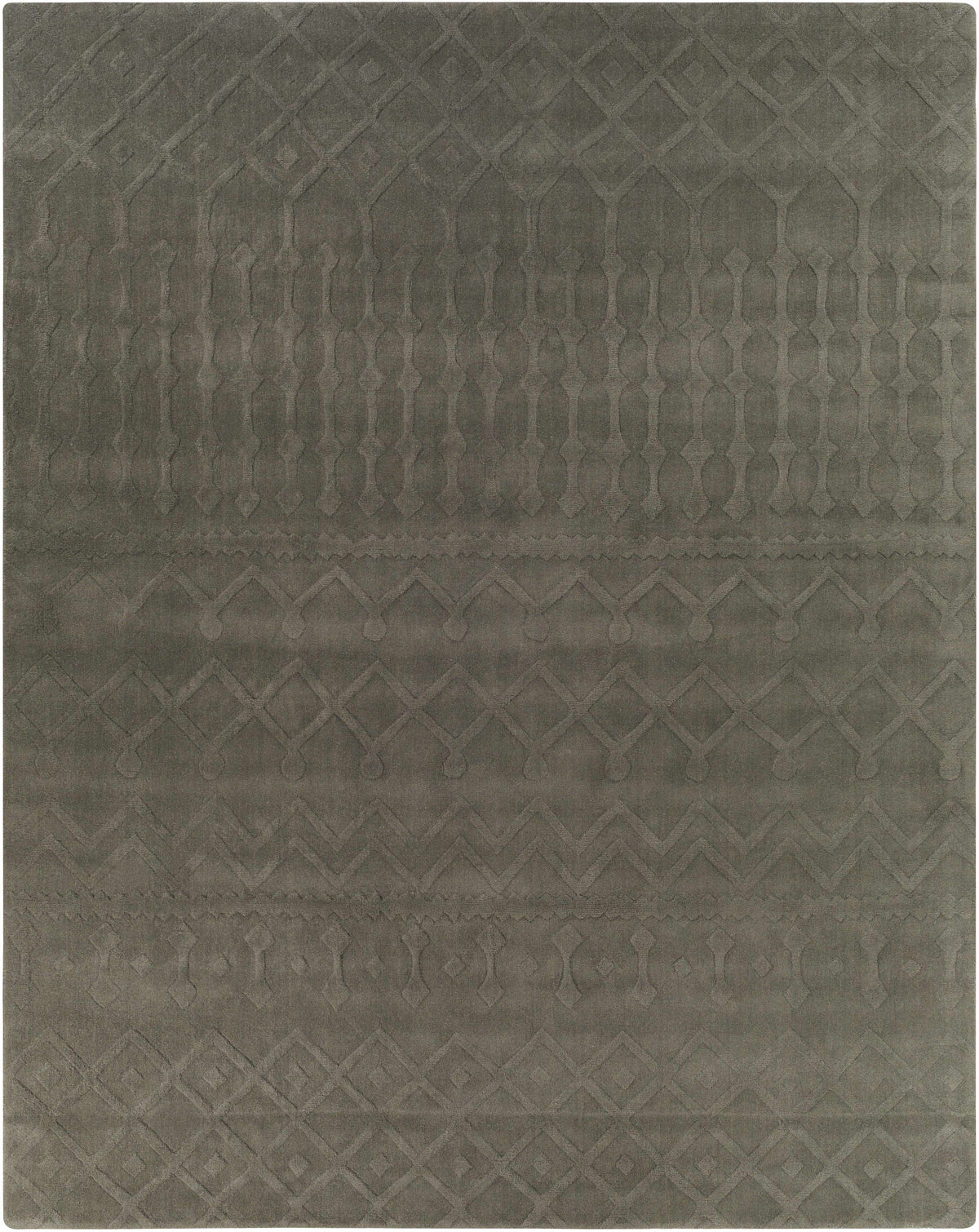 Charcoal Hand Loomed 100% Wool Global Runner Handmade rug, Indoor use only, no fringe, non-washable.