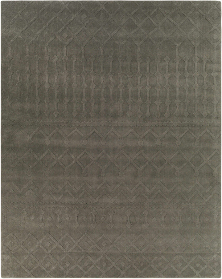Charcoal Hand Loomed 100% Wool Global Runner Handmade rug, Indoor use only, no fringe, non-washable.