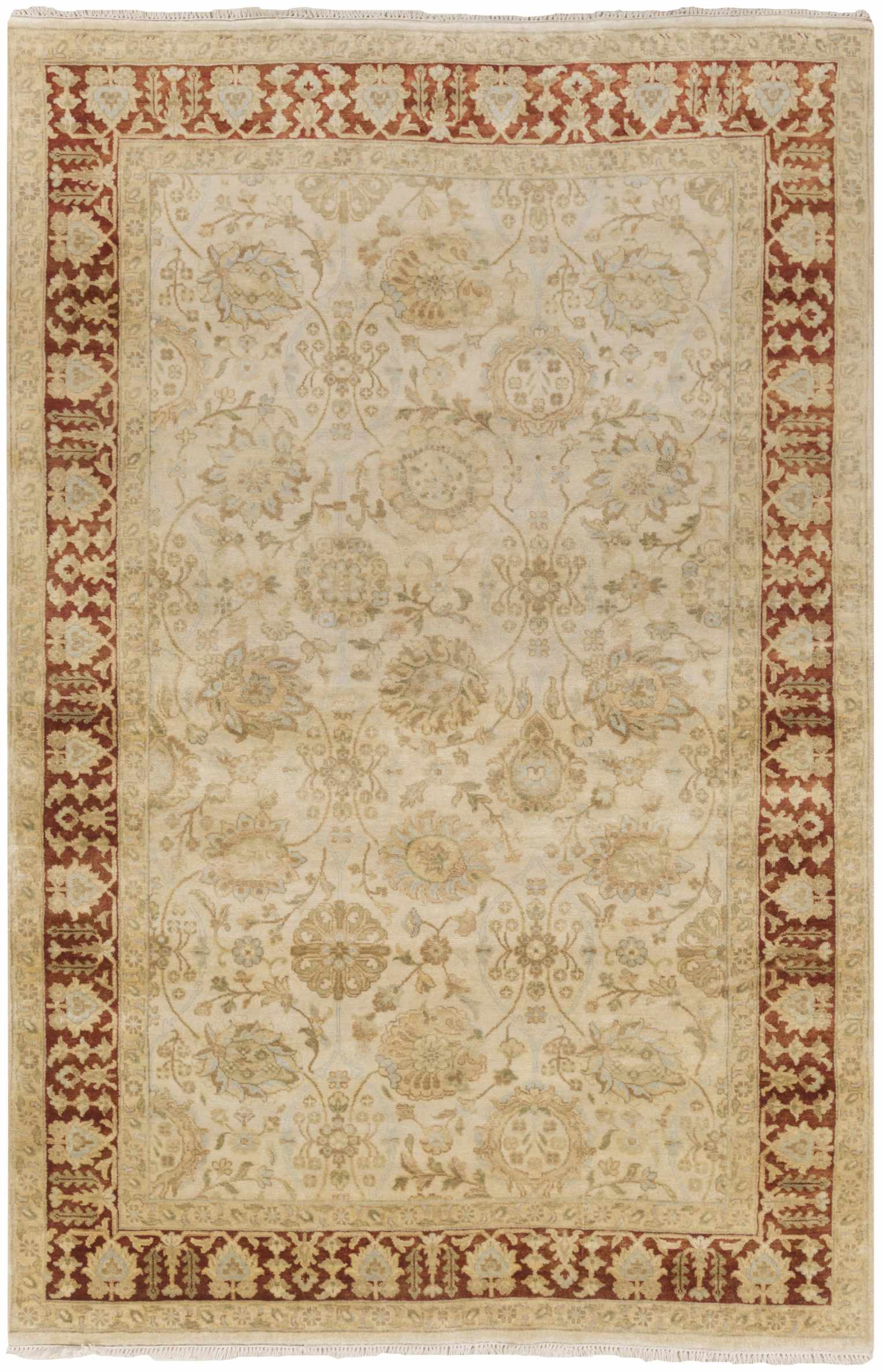 Beige Hand Knotted 100% NZ Wool Traditional Rectangle Handmade rug, Indoor use only, no fringe, non-washable.