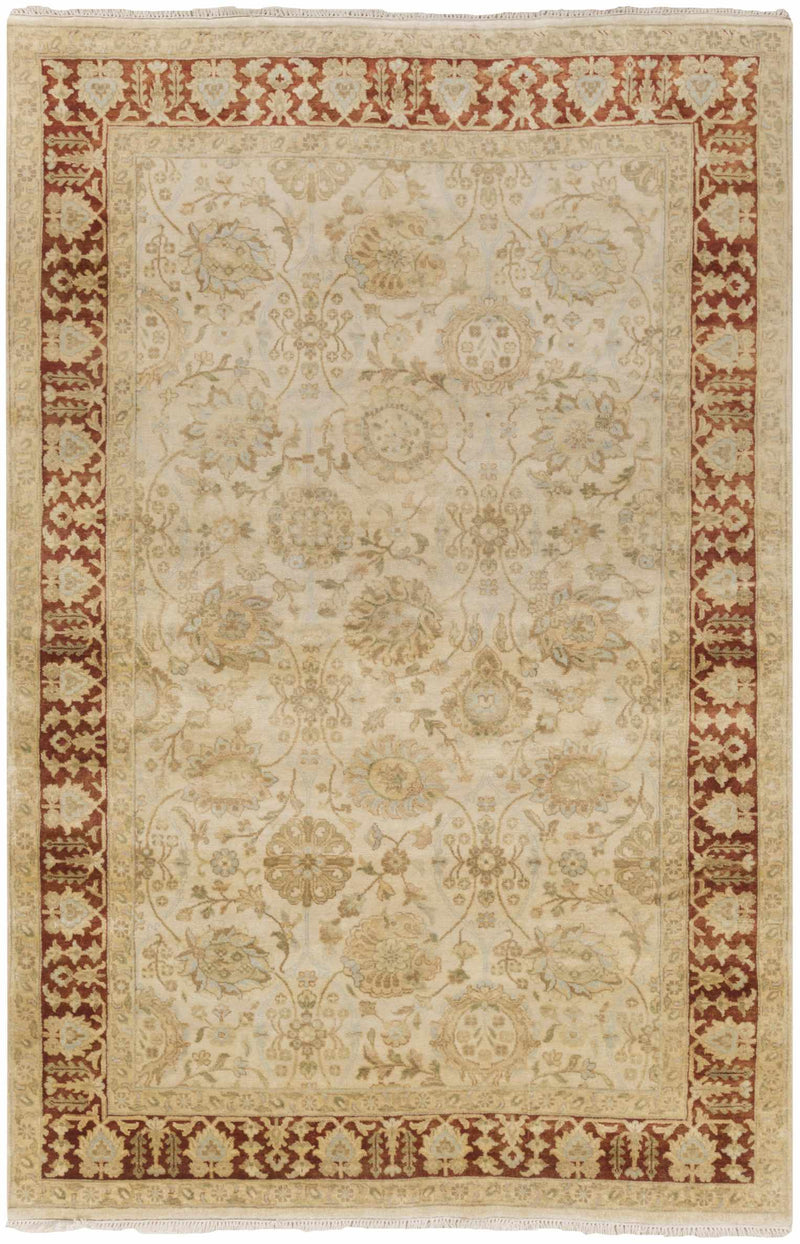 Beige Hand Knotted 100% NZ Wool Traditional Rectangle Handmade rug, Indoor use only, no fringe, non-washable.
