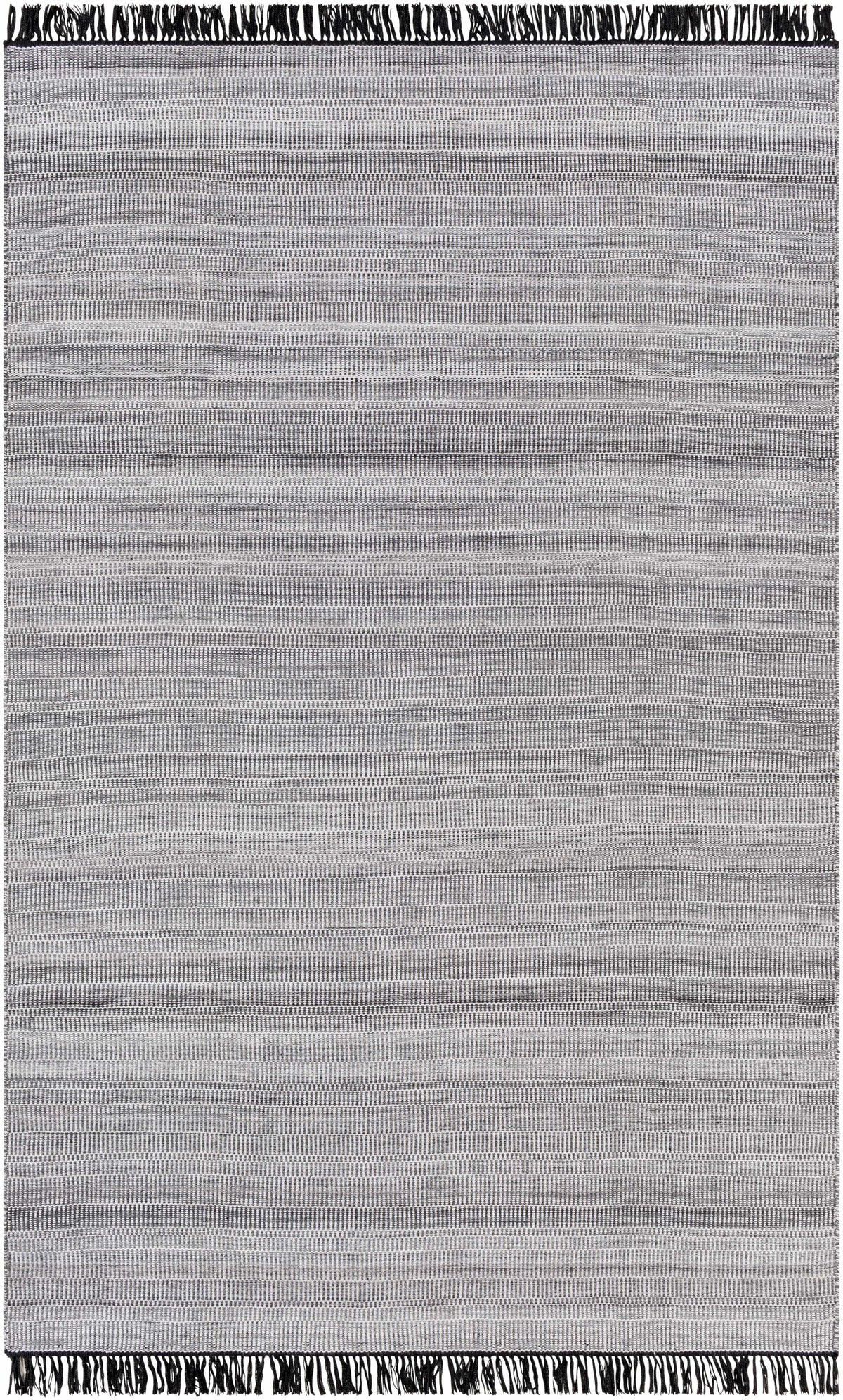 Black Hand Woven 100% Recycled PET Yarn Modern Rectangle Handmade rug, Indoor use only, has fringe, non-washable. runner also available