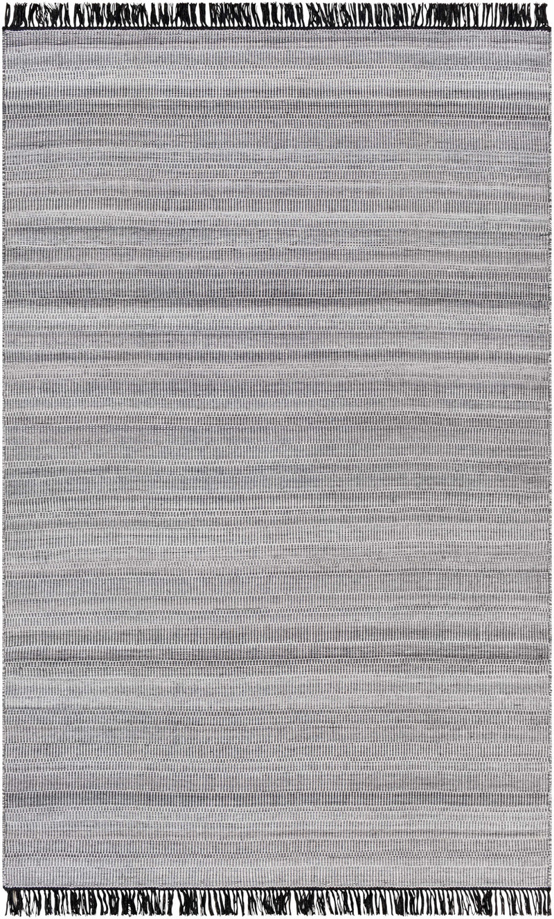 Black Hand Woven 100% Recycled PET Yarn Modern Rectangle Handmade rug, Indoor use only, has fringe, non-washable. runner also available
