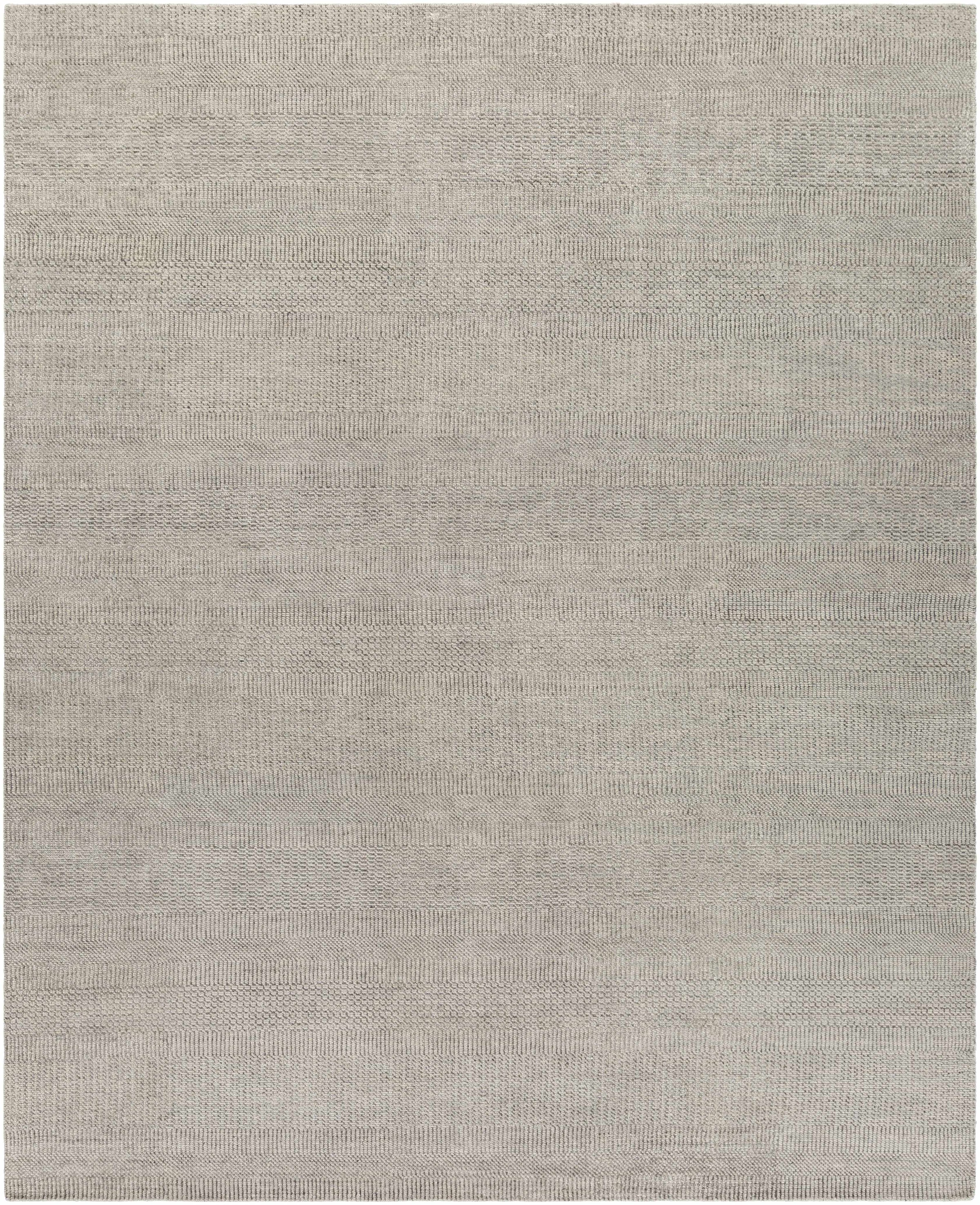 Gray Hand Knotted 70% Wool, 30% Viscose Modern Rectangle Handmade rug, Indoor use only, no fringe, non-washable.