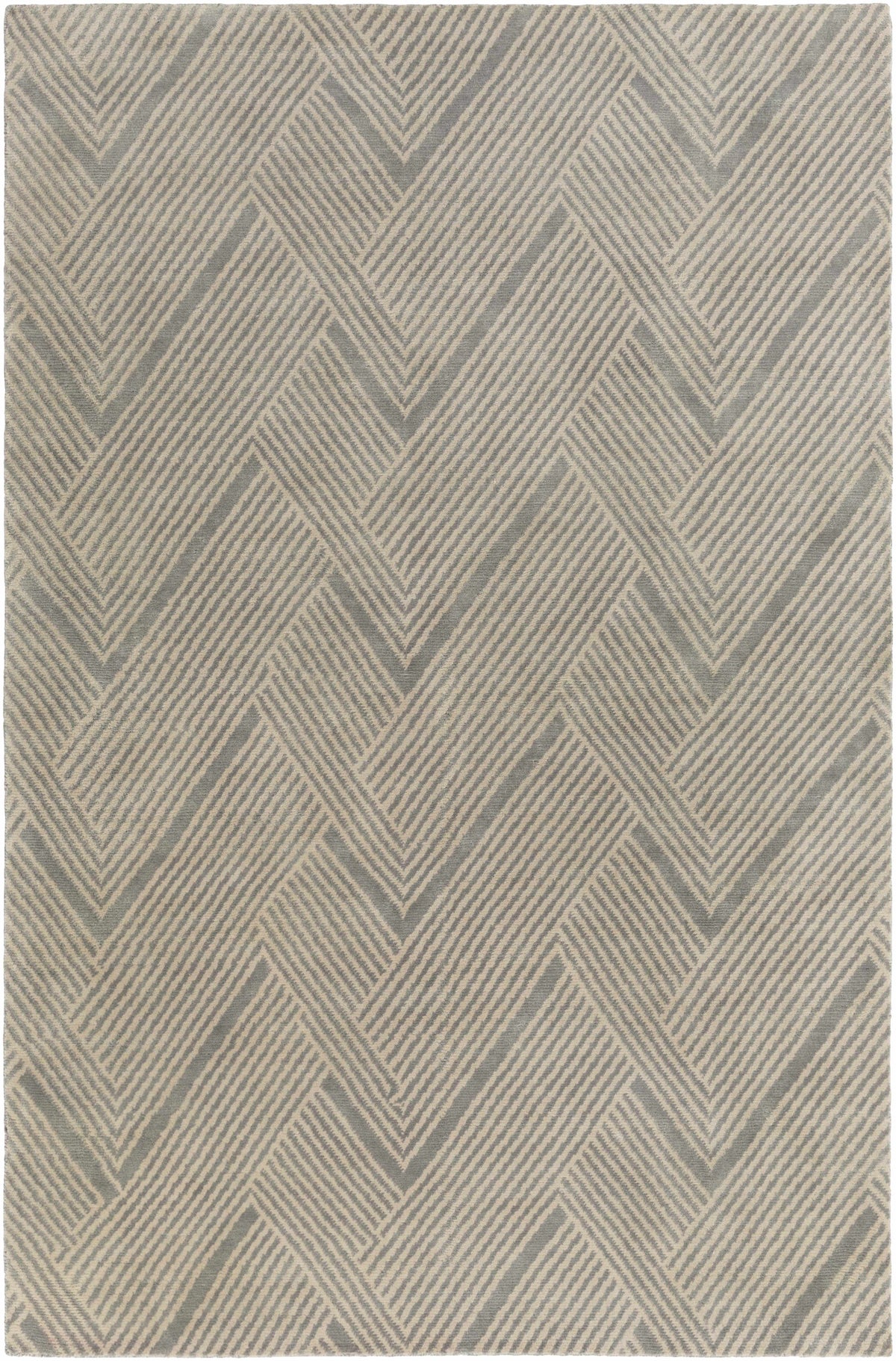 Charcoal Hand Knotted 100% Wool Modern Rectangle Handmade rug, Indoor use only, no fringe, non-washable.