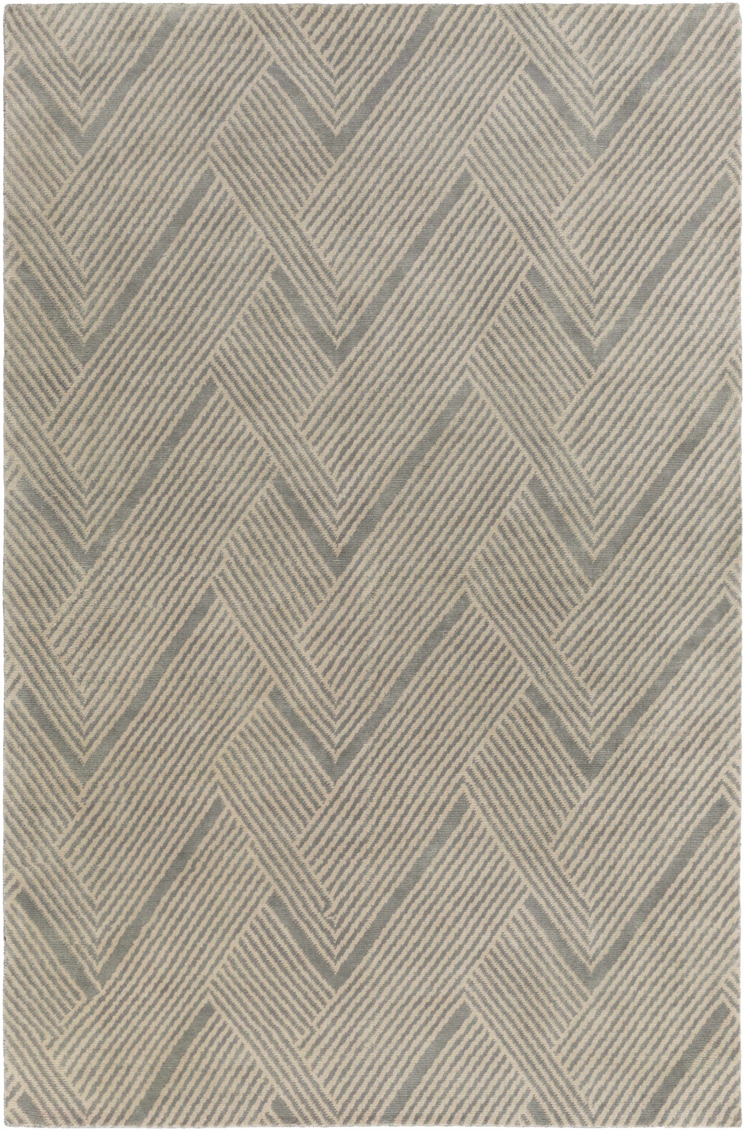 Charcoal Hand Knotted 100% Wool Modern Rectangle Handmade rug, Indoor use only, no fringe, non-washable.