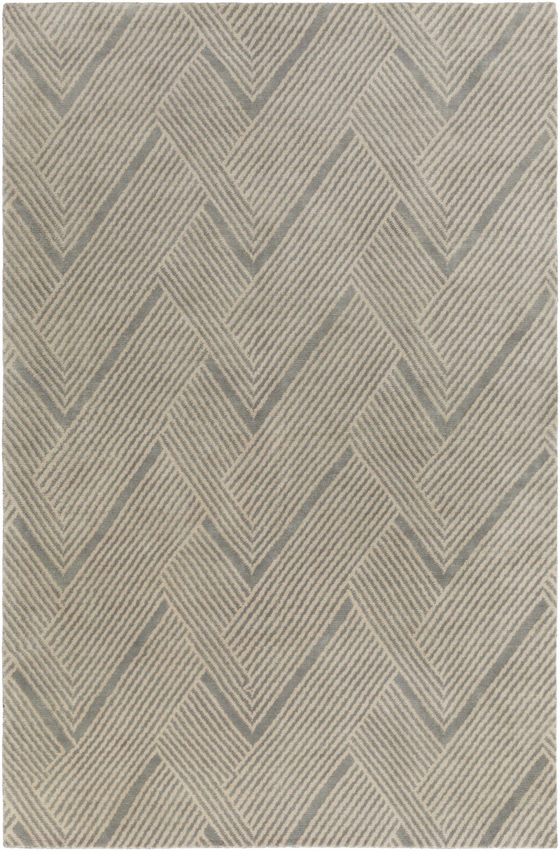 Charcoal Hand Knotted 100% Wool Modern Rectangle Handmade rug, Indoor use only, no fringe, non-washable.