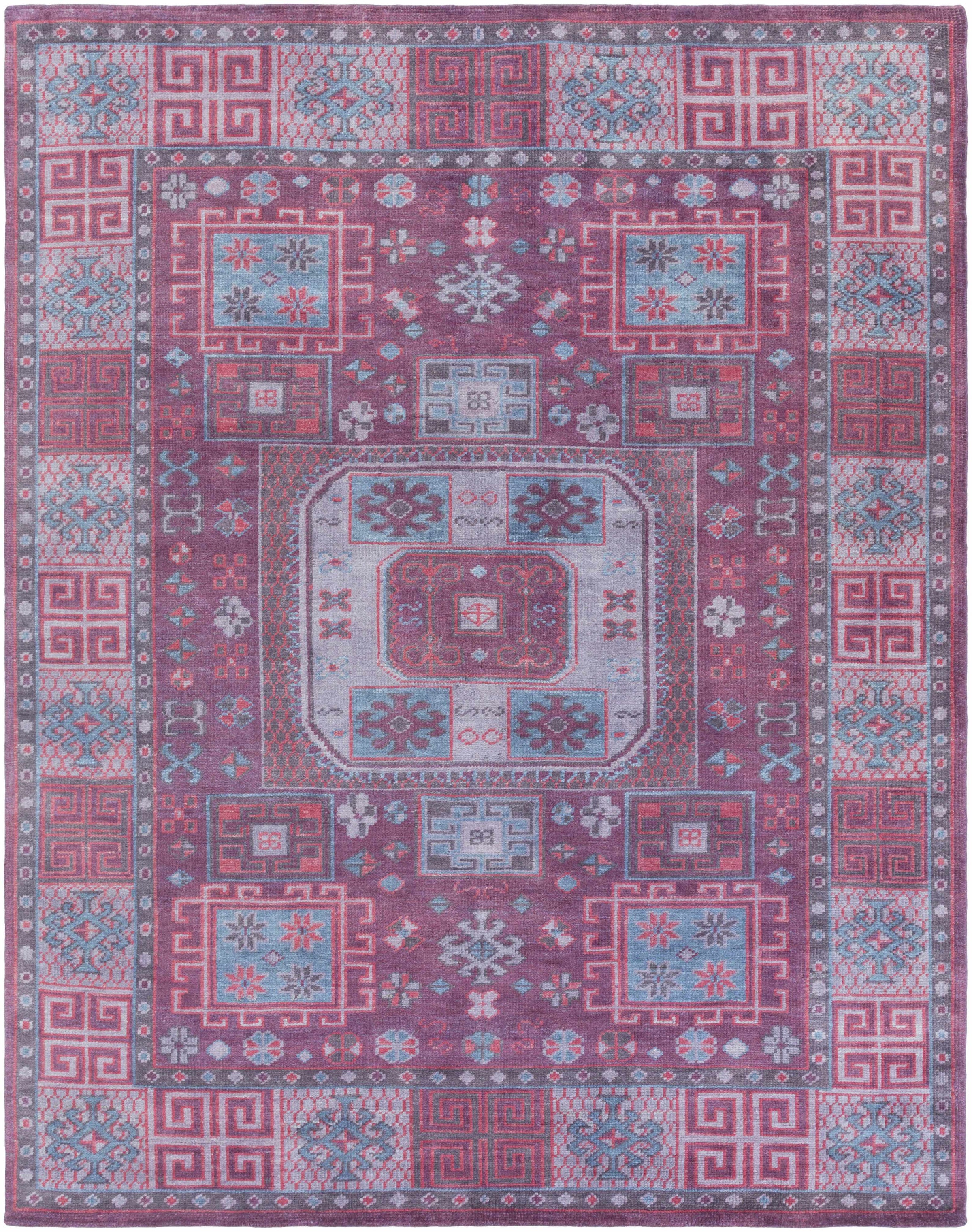Blue Hand Knotted 100% Wool Traditional Rectangle Handmade rug, Indoor use only, no fringe, non-washable. runner also available