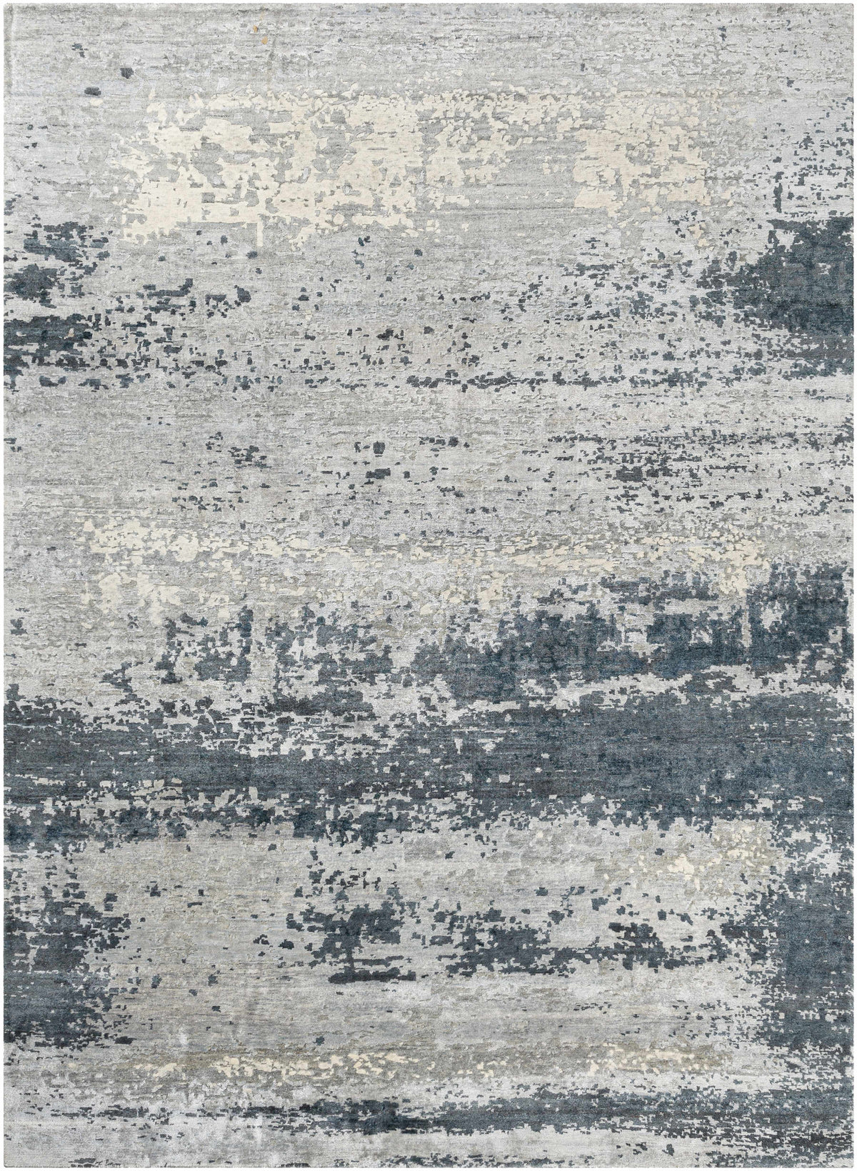 Light Beige Hand Knotted 90% Viscose, 10% NZ Wool Modern Rectangle Handmade rug, Indoor use only, no fringe, non-washable.