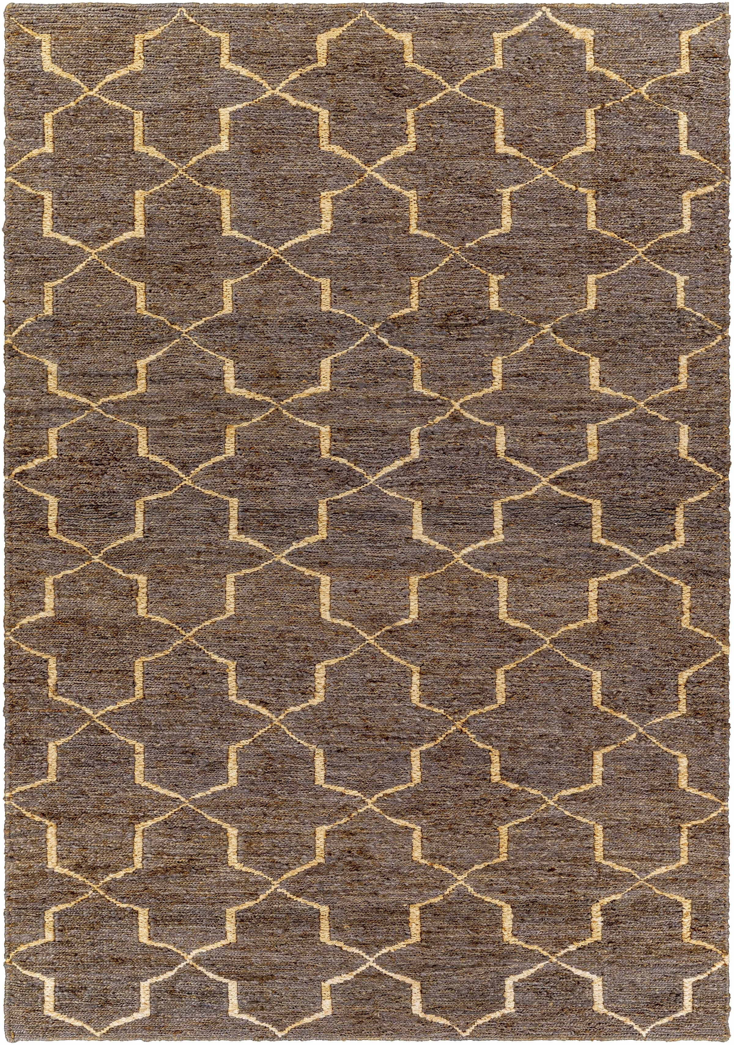 Black Hand Woven 100% Jute Cottage Rectangle Handmade rug, Indoor use only, no fringe, non-washable.