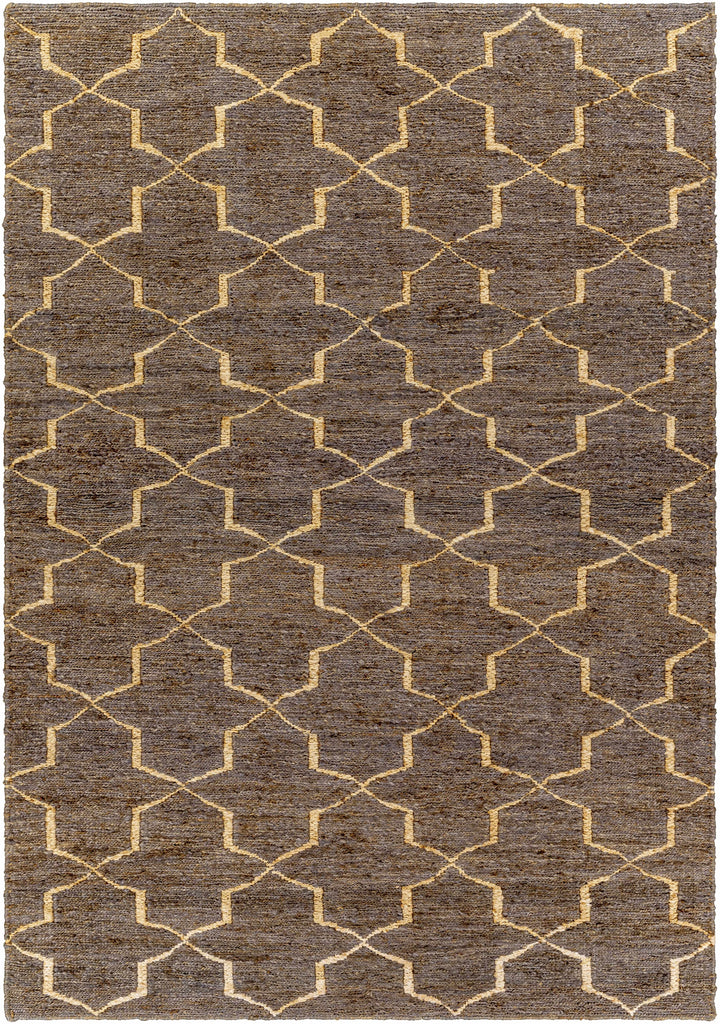 Black Hand Woven 100% Jute Cottage Rectangle Handmade rug, Indoor use only, no fringe, non-washable.