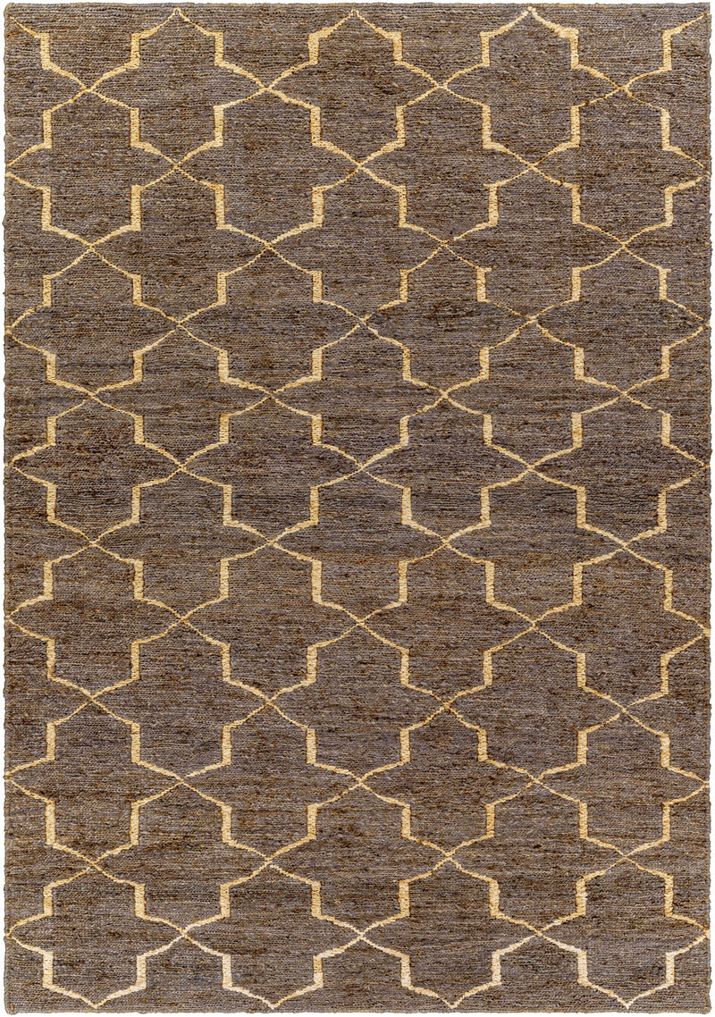 Black Hand Woven 100% Jute Cottage Rectangle Handmade rug, Indoor use only, no fringe, non-washable.