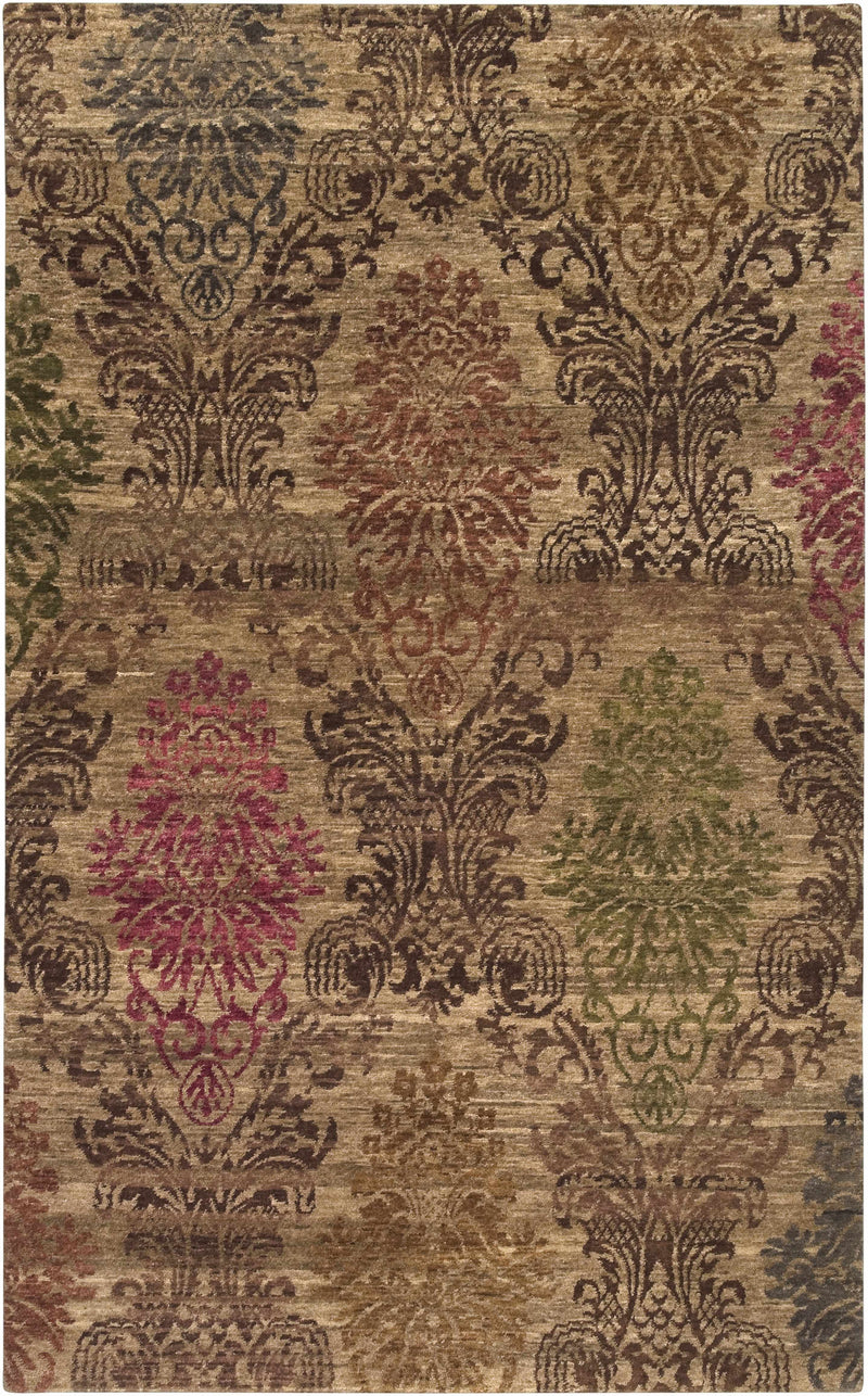 Brown Hand Knotted 100% NZ Wool Traditional Rectangle Handmade rug, Indoor use only, no fringe, non-washable.