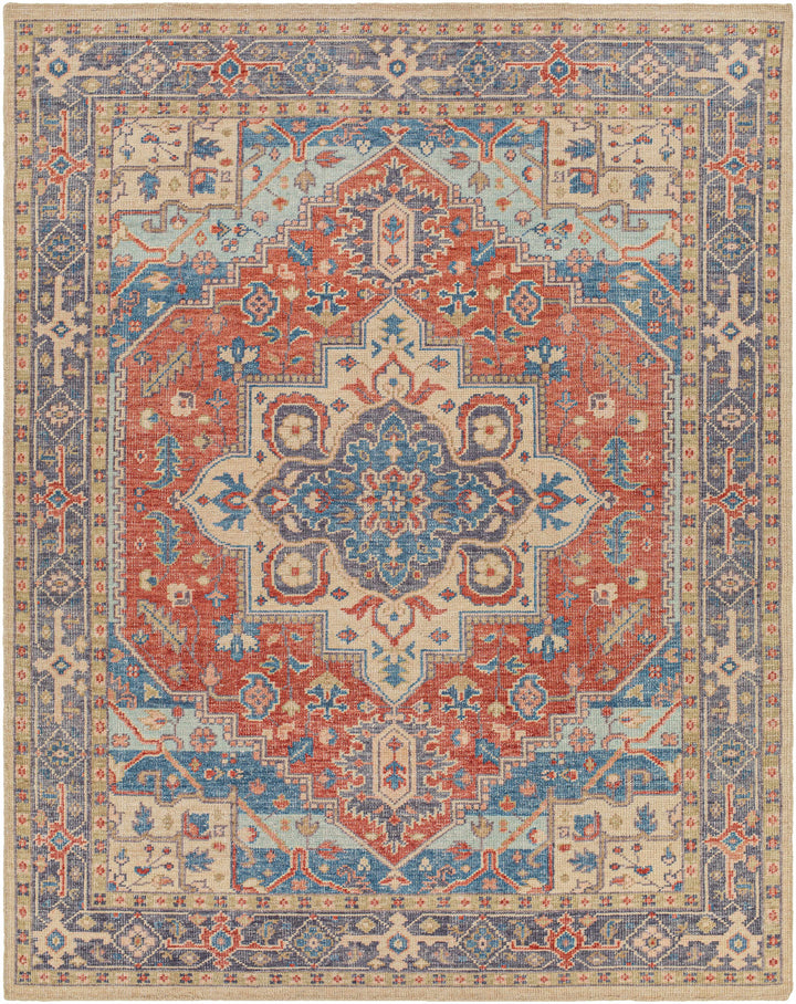 Red Hand Knotted 80% Wool, 20% Cotton Traditional Rectangle Handmade rug, Indoor use only, no fringe, non-washable. runner also available