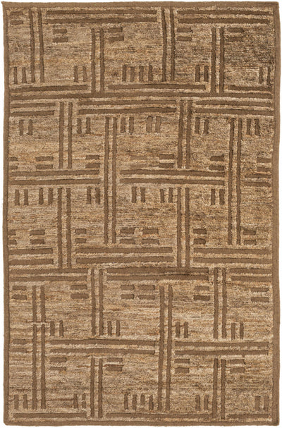 Dark Brown Hand Knotted 60% Wool, 40% Jute Cottage Rectangle Handmade rug, Indoor use only, no fringe, non-washable.
