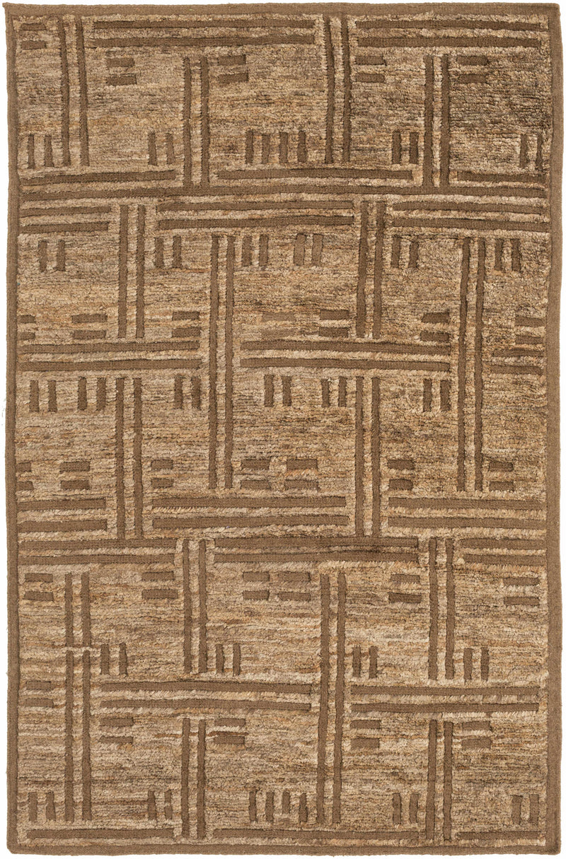Dark Brown Hand Knotted 60% Wool, 40% Jute Cottage Rectangle Handmade rug, Indoor use only, no fringe, non-washable.