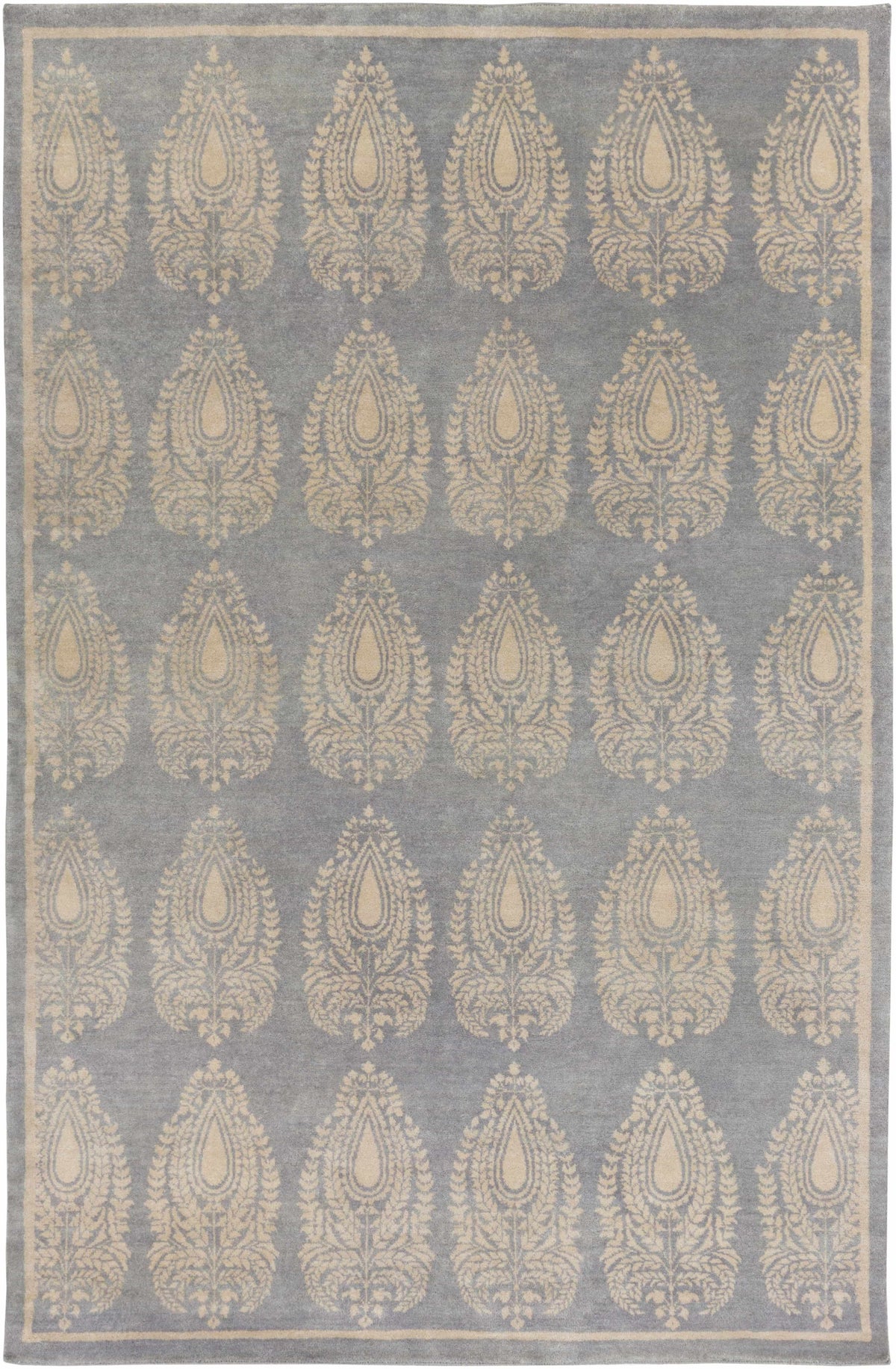 Gray Hand Knotted 100% Wool Modern Rectangle Handmade rug, Indoor use only, no fringe, non-washable.