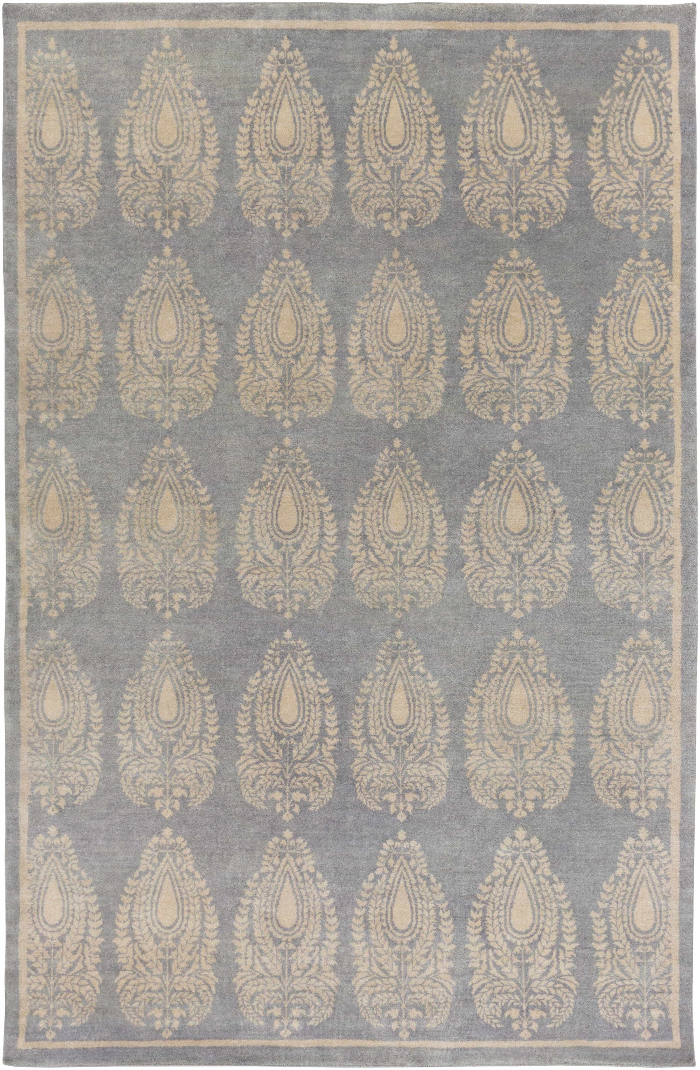 Gray Hand Knotted 100% Wool Modern Rectangle Handmade rug, Indoor use only, no fringe, non-washable.