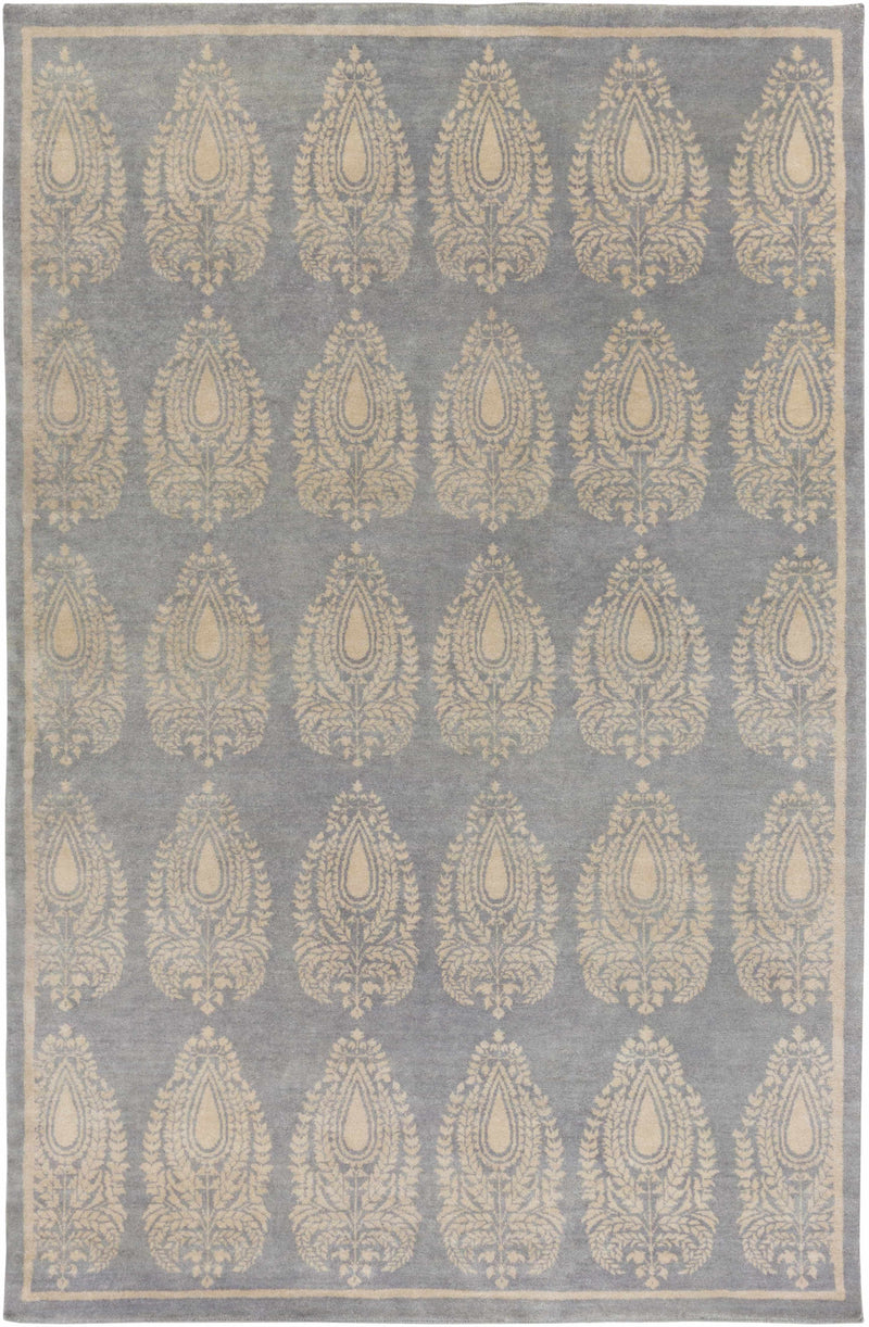 Gray Hand Knotted 100% Wool Modern Rectangle Handmade rug, Indoor use only, no fringe, non-washable.