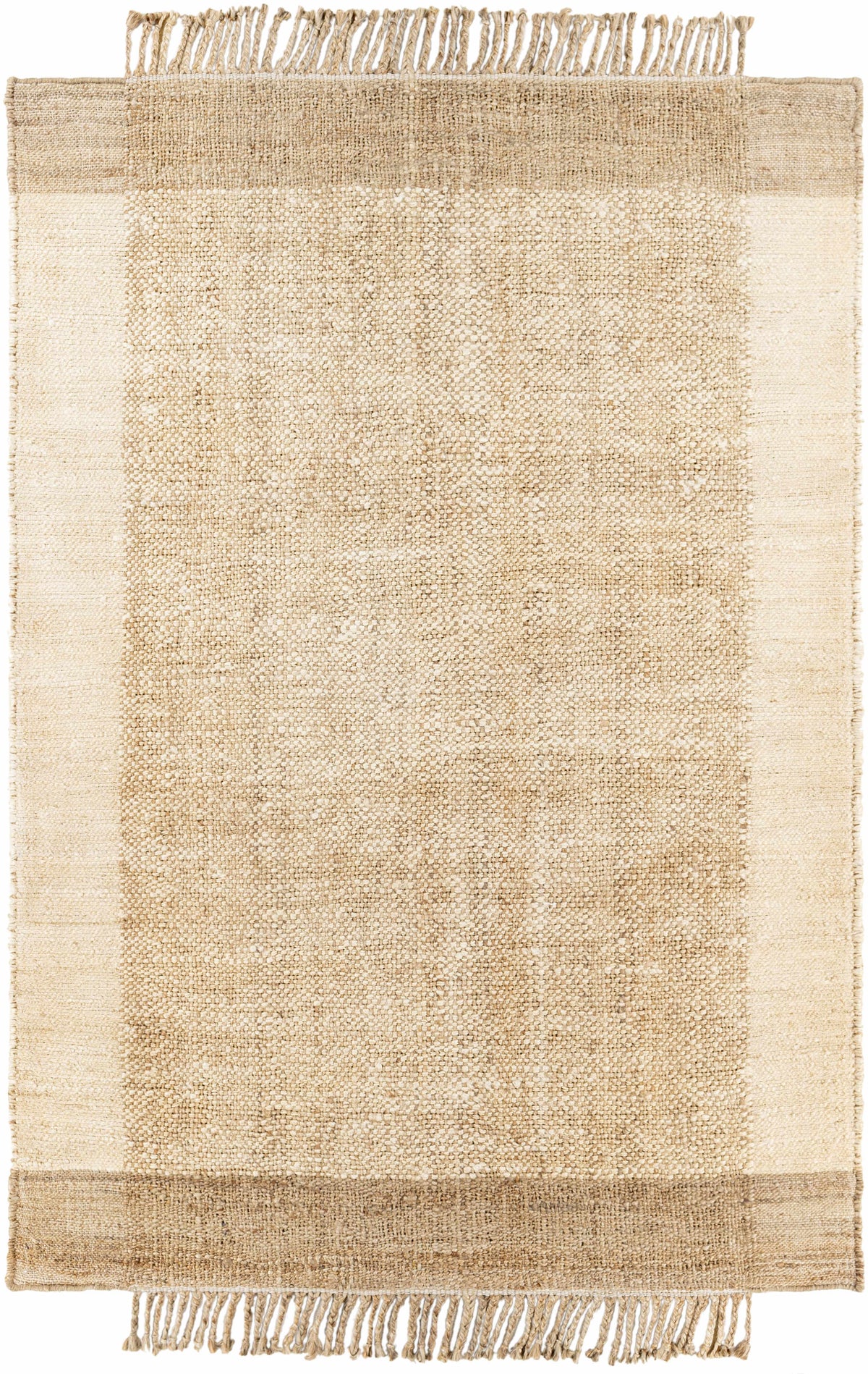 Light Brown Hand Woven 100% Jute Cottage Rectangle Handmade rug, Indoor use only, has fringe, non-washable. runner also available