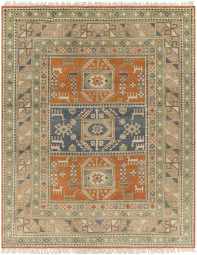 Burnt Orange Hand Knotted 100% Wool Rustic Rectangle Handmade rug, Indoor use only, has fringe, non-washable.