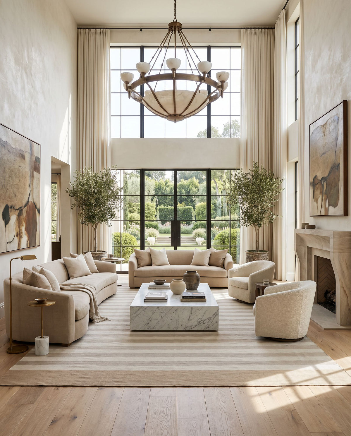 Oxford OXF-3009 Hand Woven Rug as the centerpiece of a bright luxury living room — a hand woven cottage area rug in medium gray, charcoal and gray tones