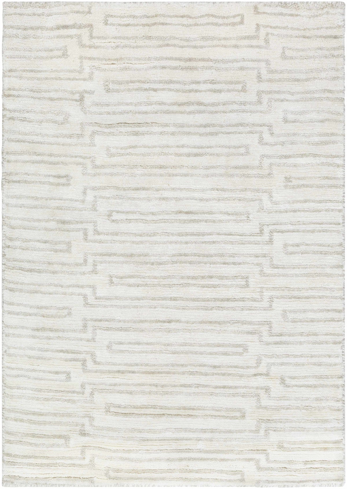Beige Hand Knotted 100% Viscose Modern Rectangle Handmade rug, Indoor use only, no fringe, non-washable.