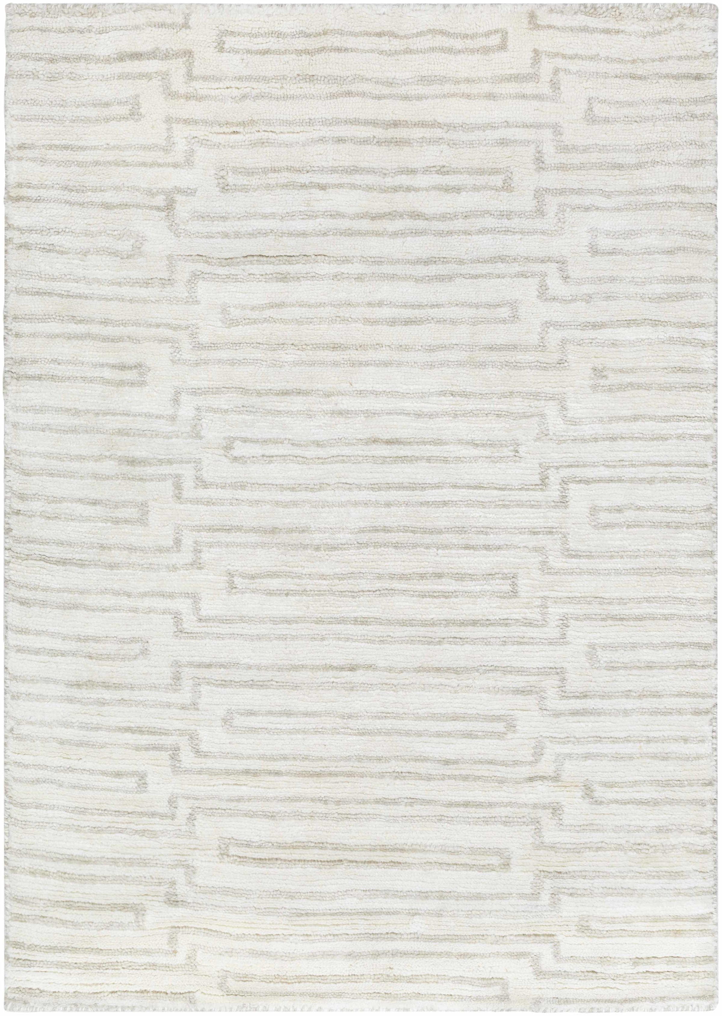 Beige Hand Knotted 100% Viscose Modern Rectangle Handmade rug, Indoor use only, no fringe, non-washable.
