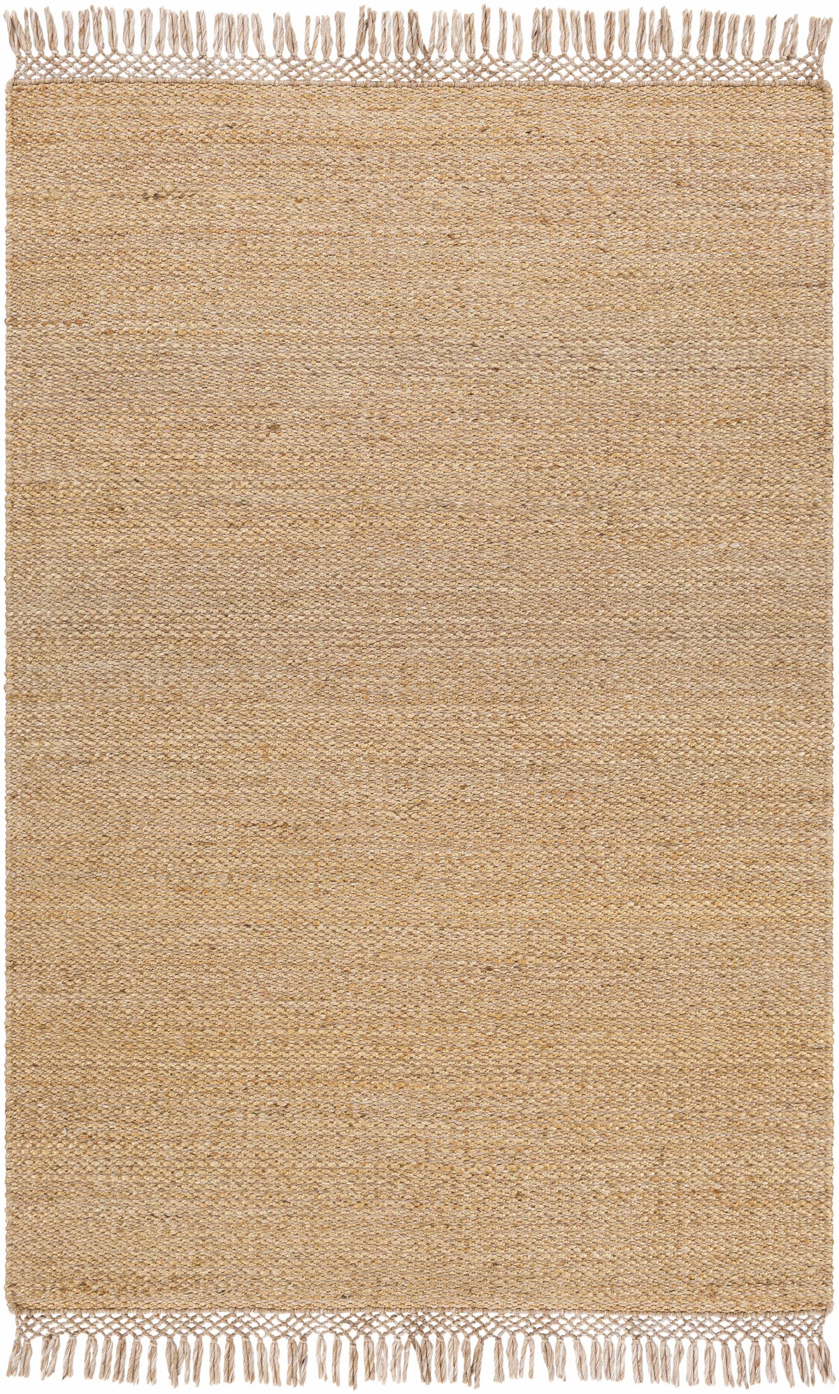 Tan Hand Woven 60% Jute, 40% Recycled PET Yarn Modern Rectangle Handmade rug, Indoor use only, has fringe, non-washable. runner also available