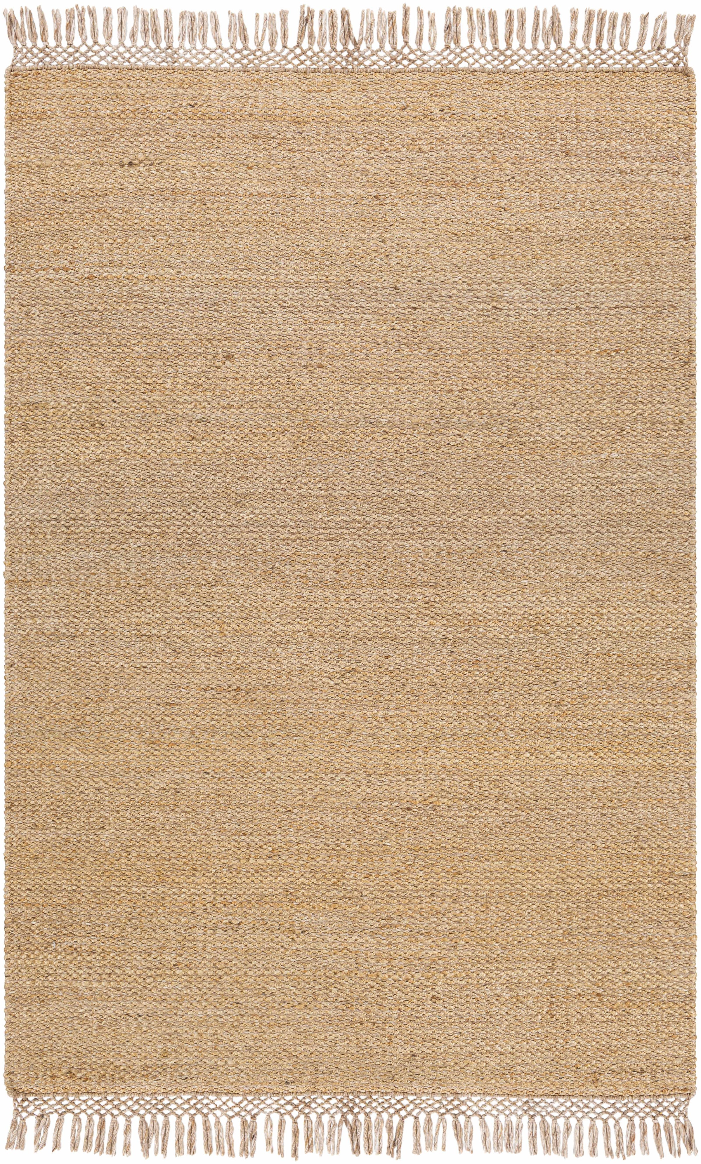 Tan Hand Woven 60% Jute, 40% Recycled PET Yarn Modern Rectangle Handmade rug, Indoor use only, has fringe, non-washable. runner also available
