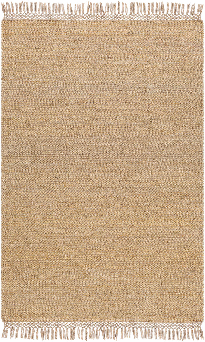 Tan Hand Woven 60% Jute, 40% Recycled PET Yarn Modern Rectangle Handmade rug, Indoor use only, has fringe, non-washable. runner also available