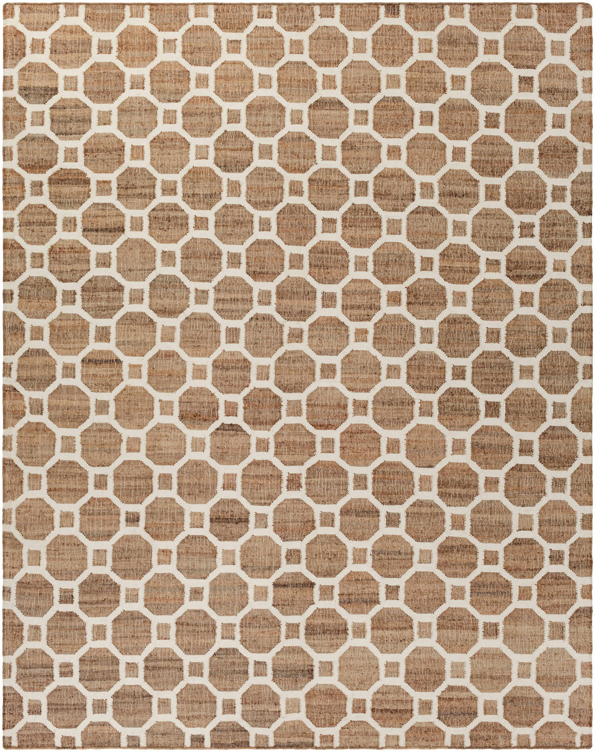 Brown Hand Woven 60% Jute, 40% Viscose Modern Rectangle Handmade rug, Indoor use only, no fringe, non-washable.