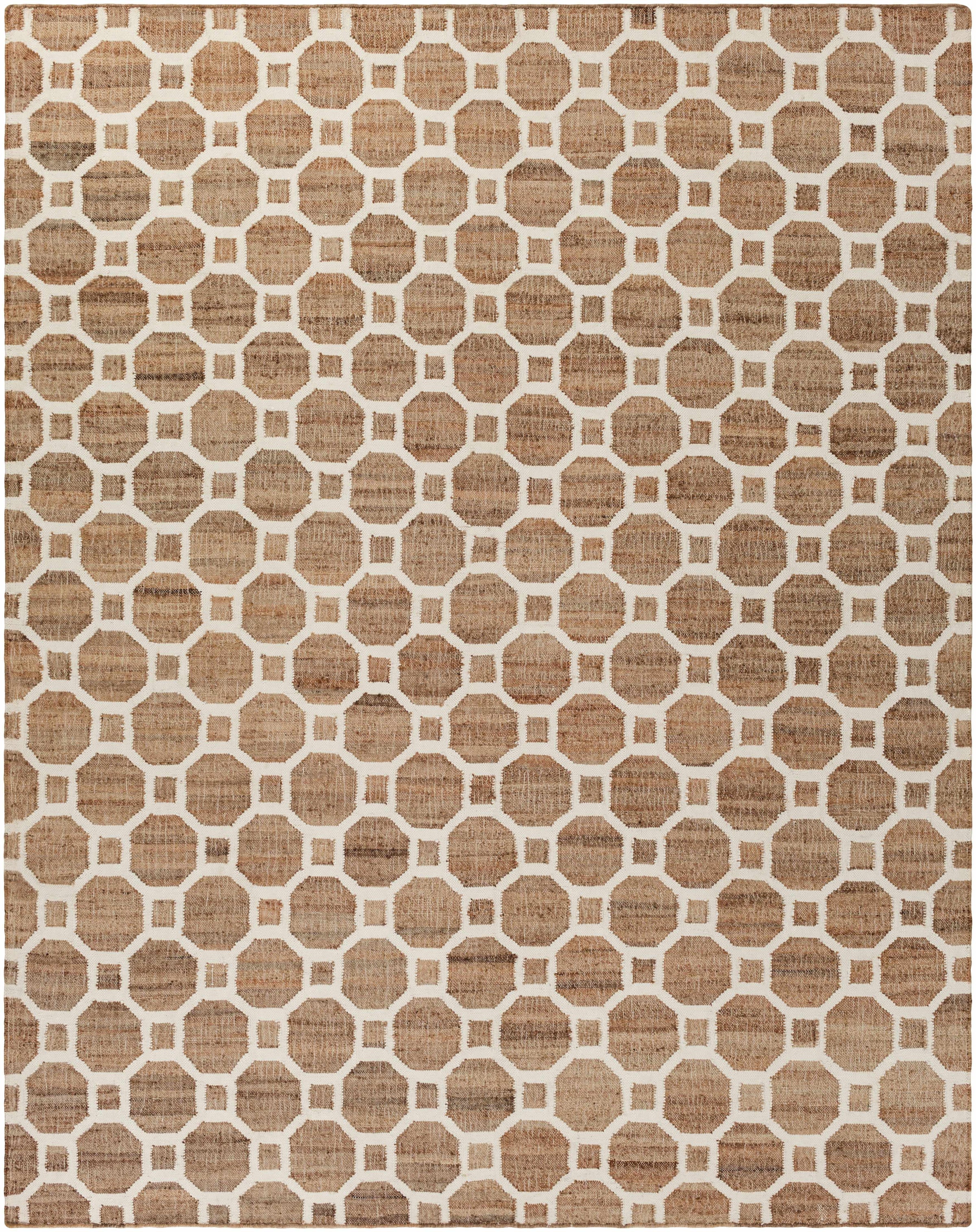 Brown Hand Woven 60% Jute, 40% Viscose Modern Rectangle Handmade rug, Indoor use only, no fringe, non-washable.
