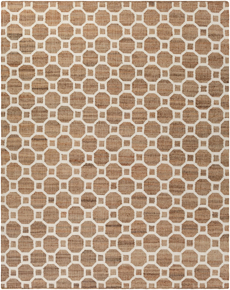 Brown Hand Woven 60% Jute, 40% Viscose Modern Rectangle Handmade rug, Indoor use only, no fringe, non-washable.