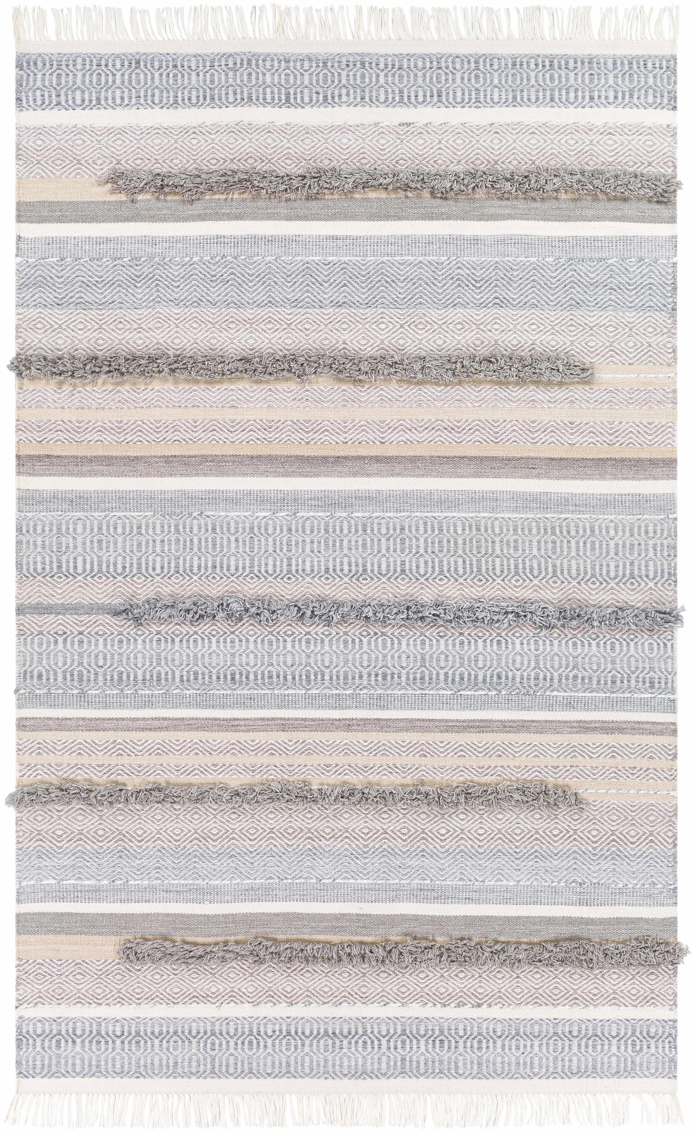 Charcoal Hand Woven 100% Recycled PET Yarn Global Rectangle Handmade rug, Indoor use only, has fringe, non-washable. runner also available